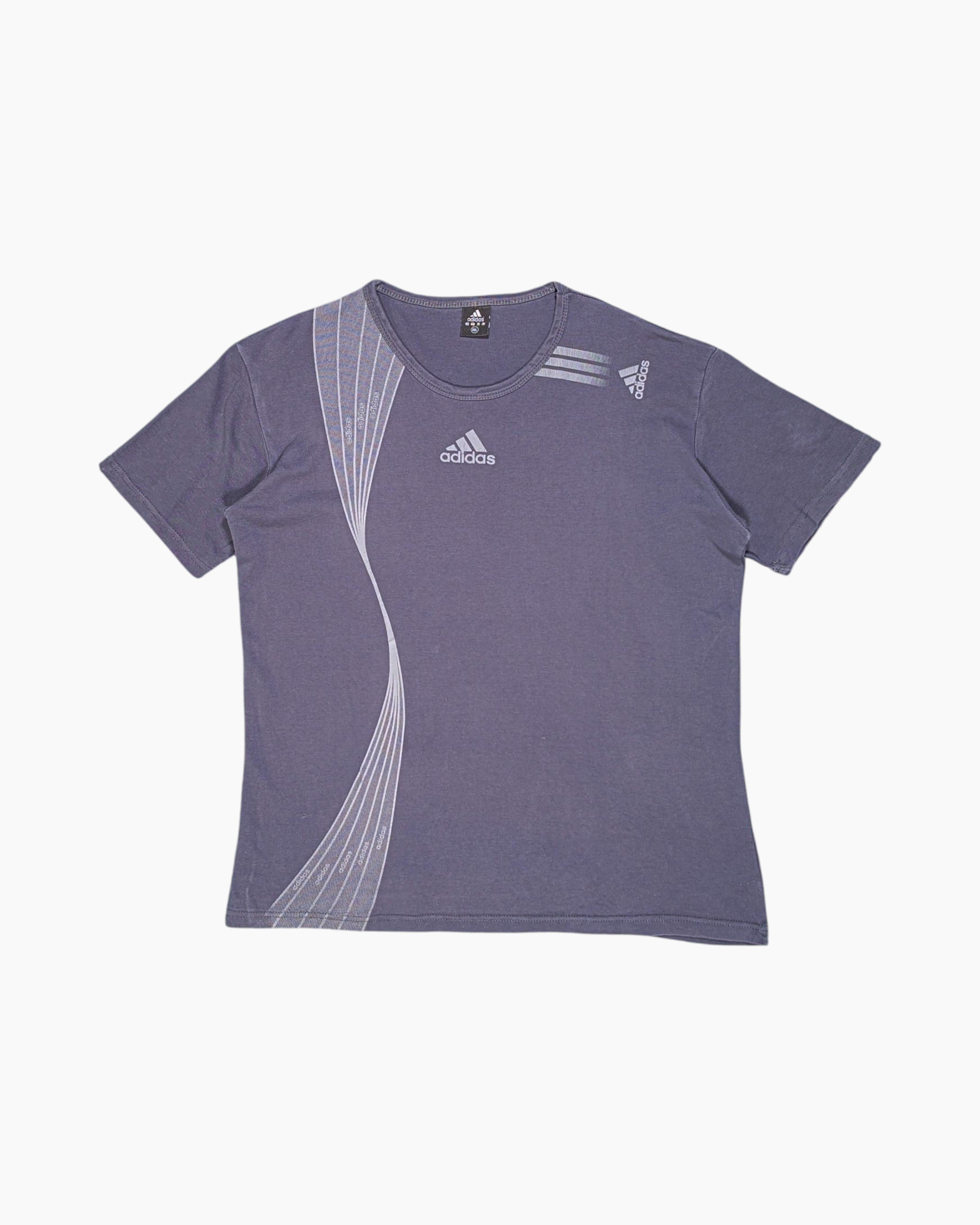 Front Vintage 2000s adidas Graphic T-Shirt – Gray Printed Side Graphic