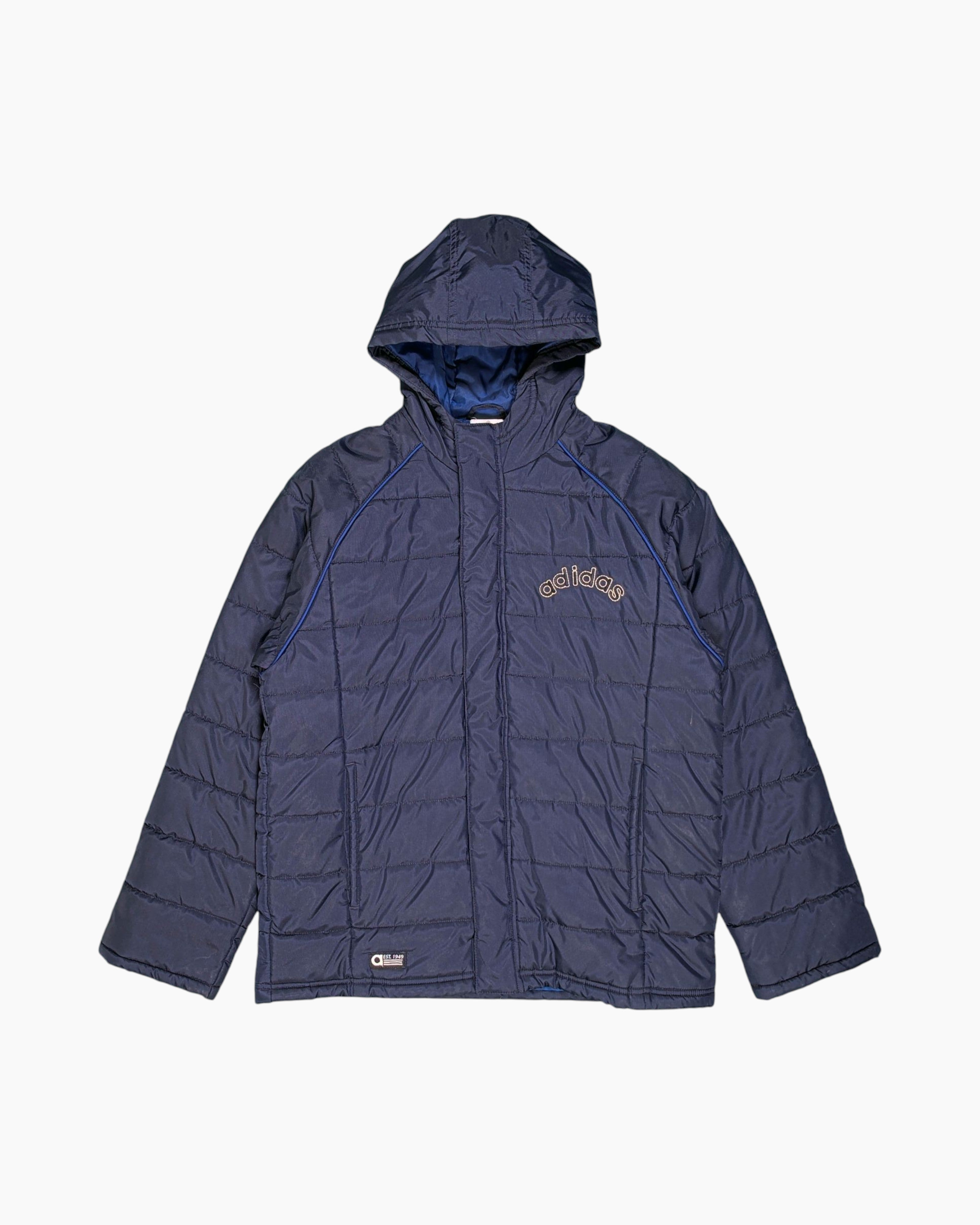 Front Pre-owned adidas Puffer Jacket – Navy Quilted Hooded