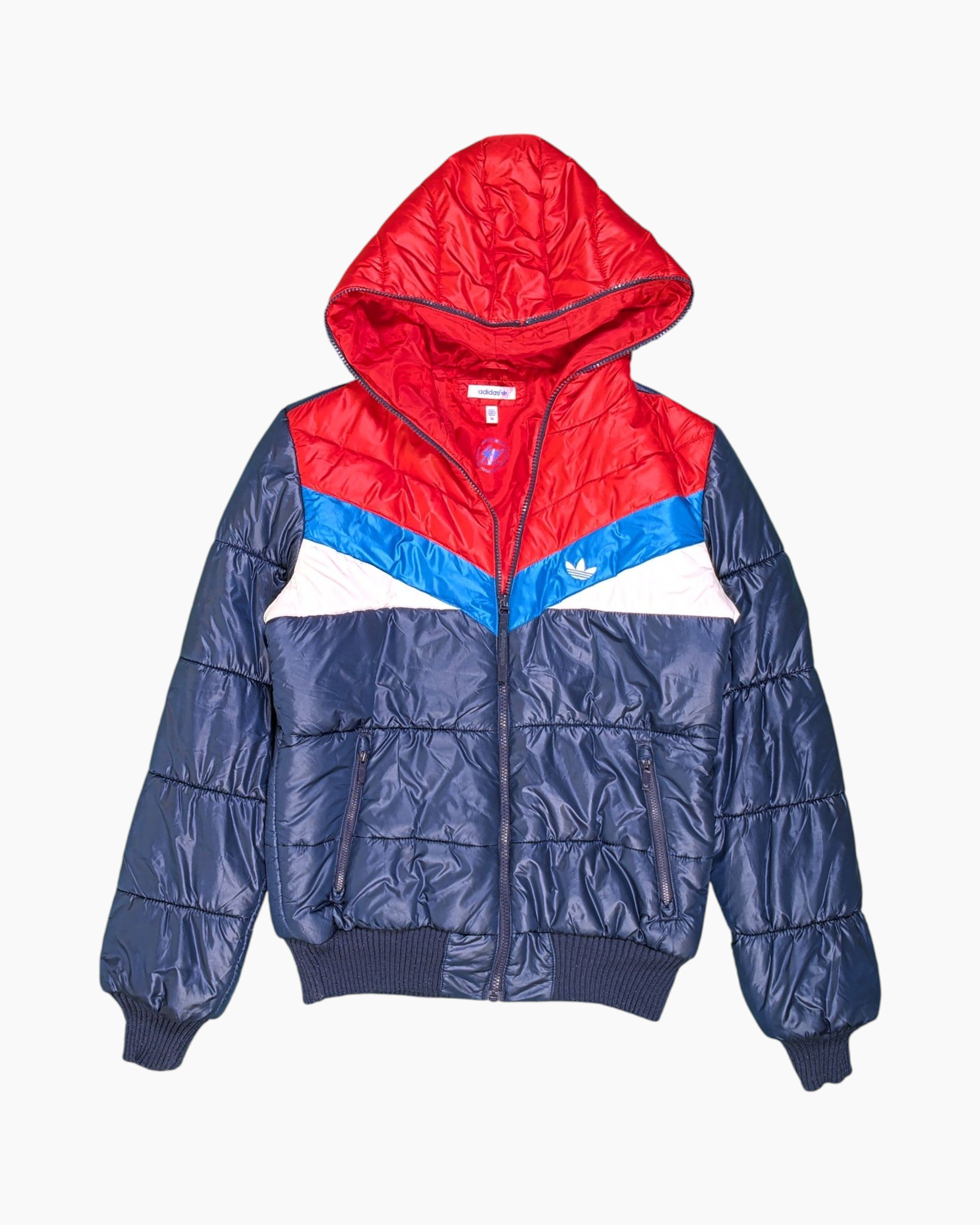 Front Pre-owned adidas Puffer Jacket – Blue Quilted Hooded