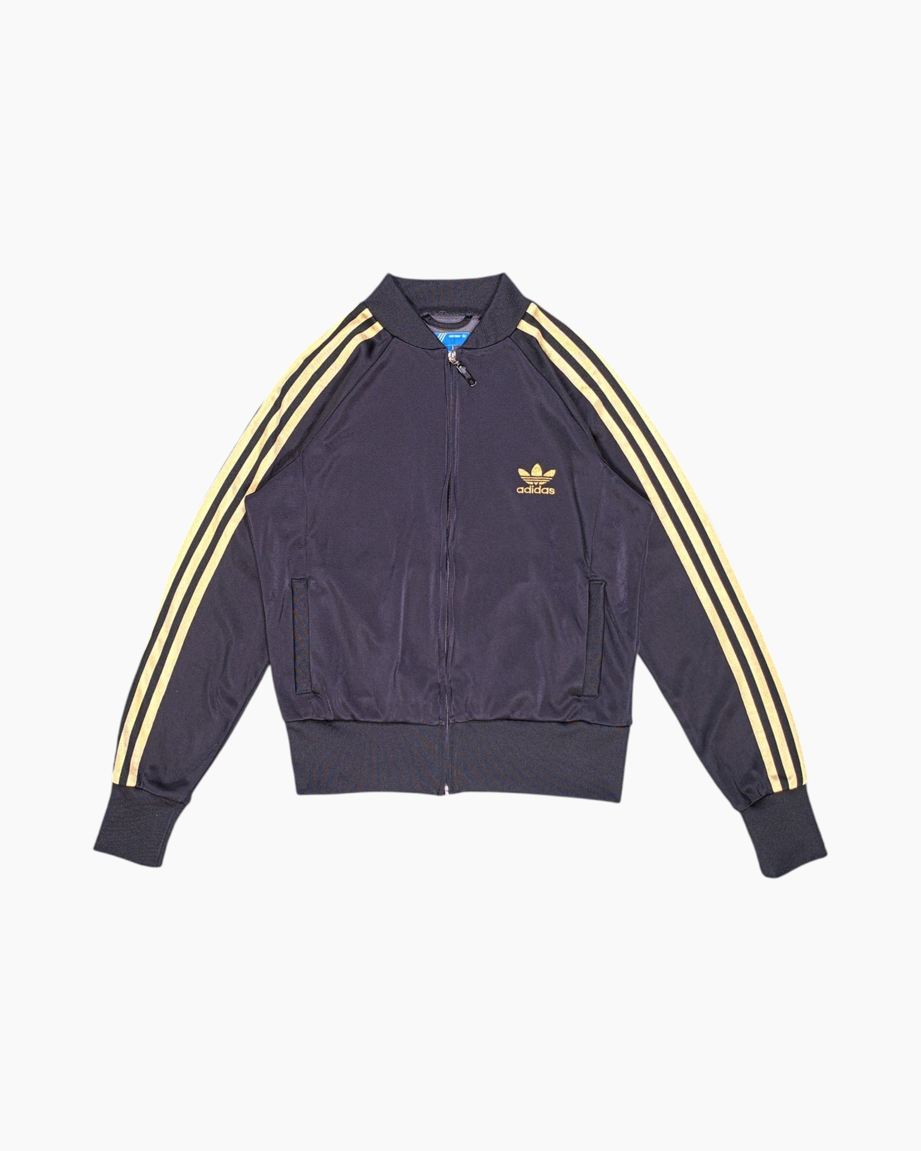 Front Pre-owned adidas Track Jacket – Black three-stripe sleeve