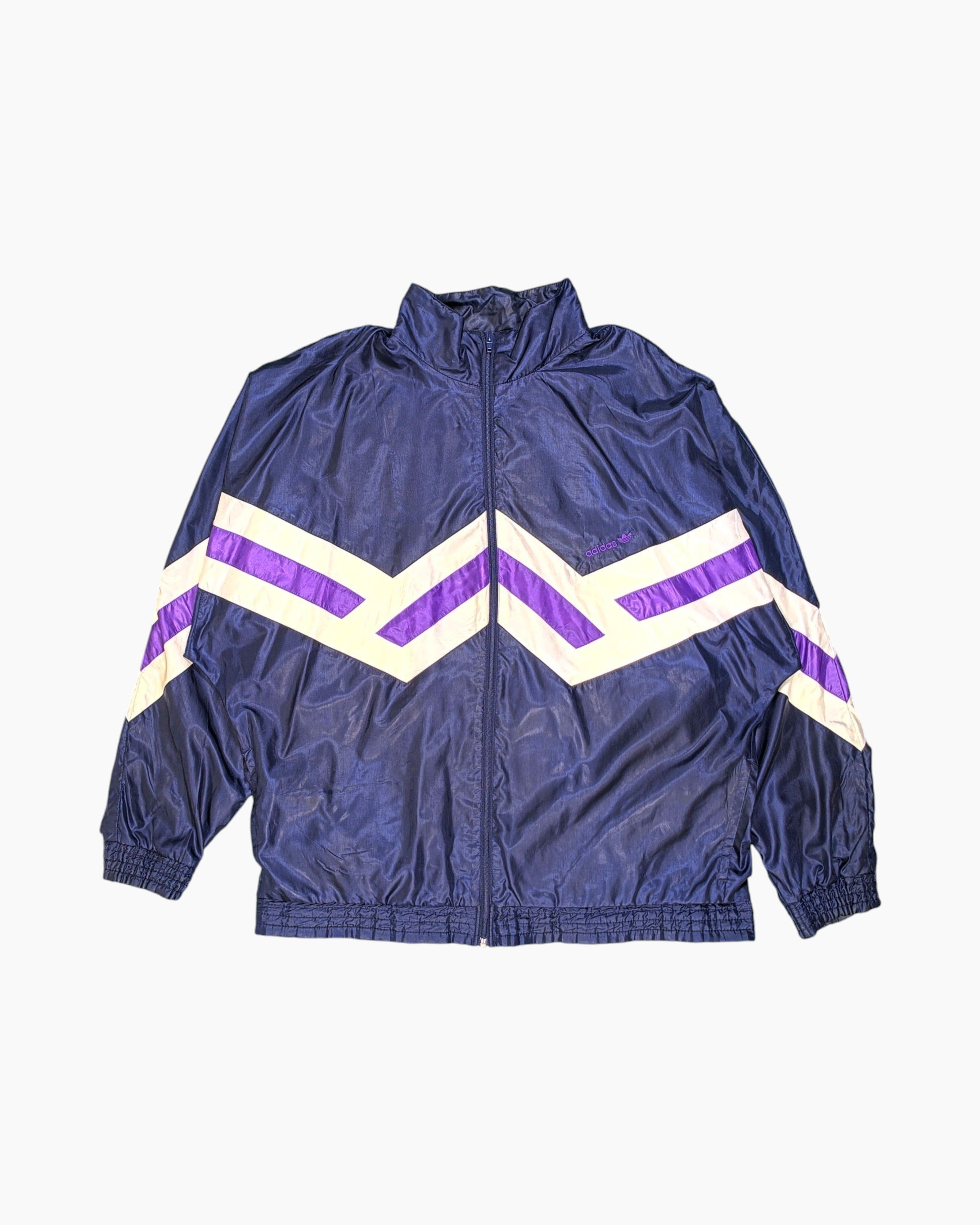 Front Vintage Y2K adidas Windbreaker Jacket – Navy Chevron Color‑block