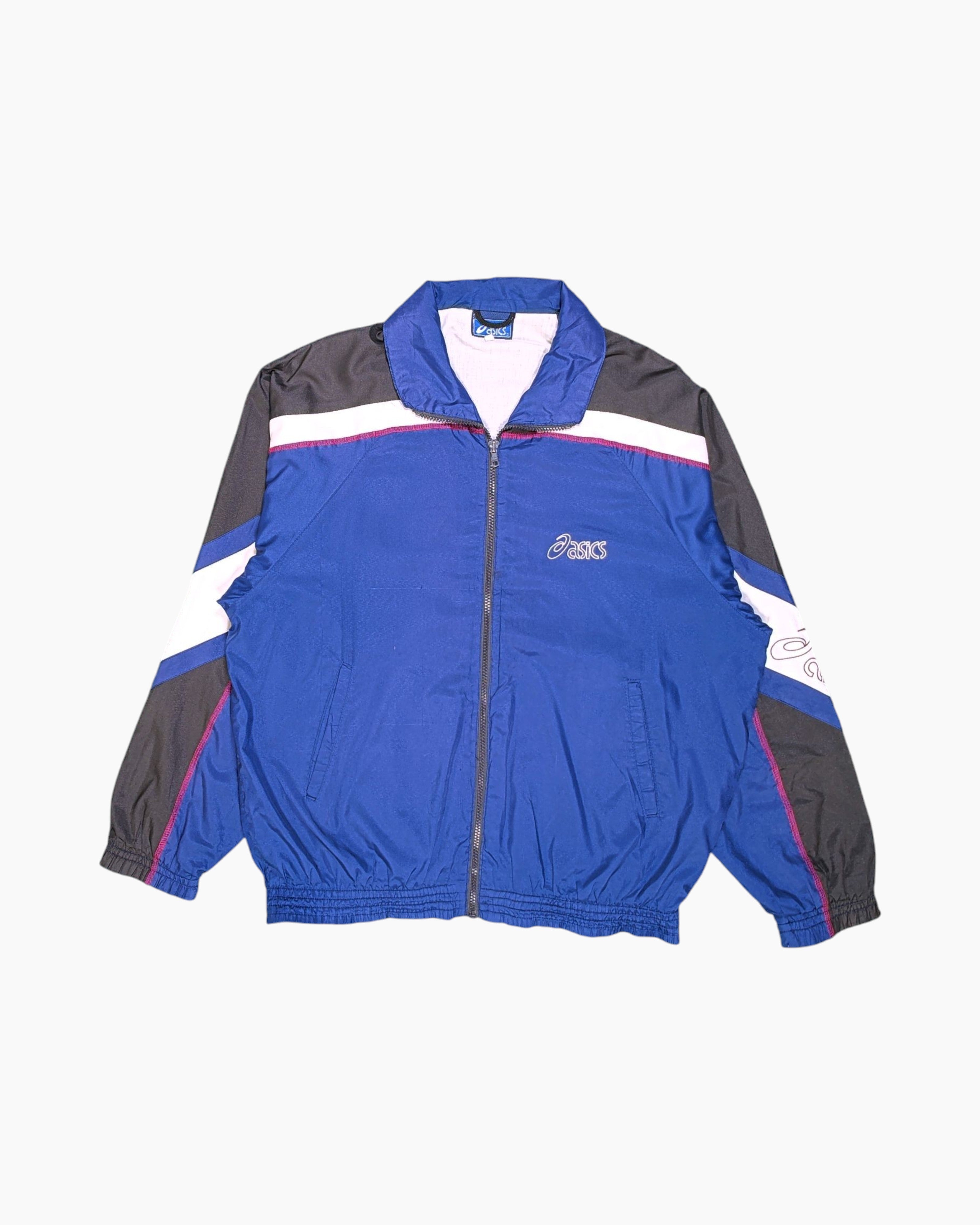 Front Vintage 80s/90s Asics Track Jacket – Blue Colorblock Piping