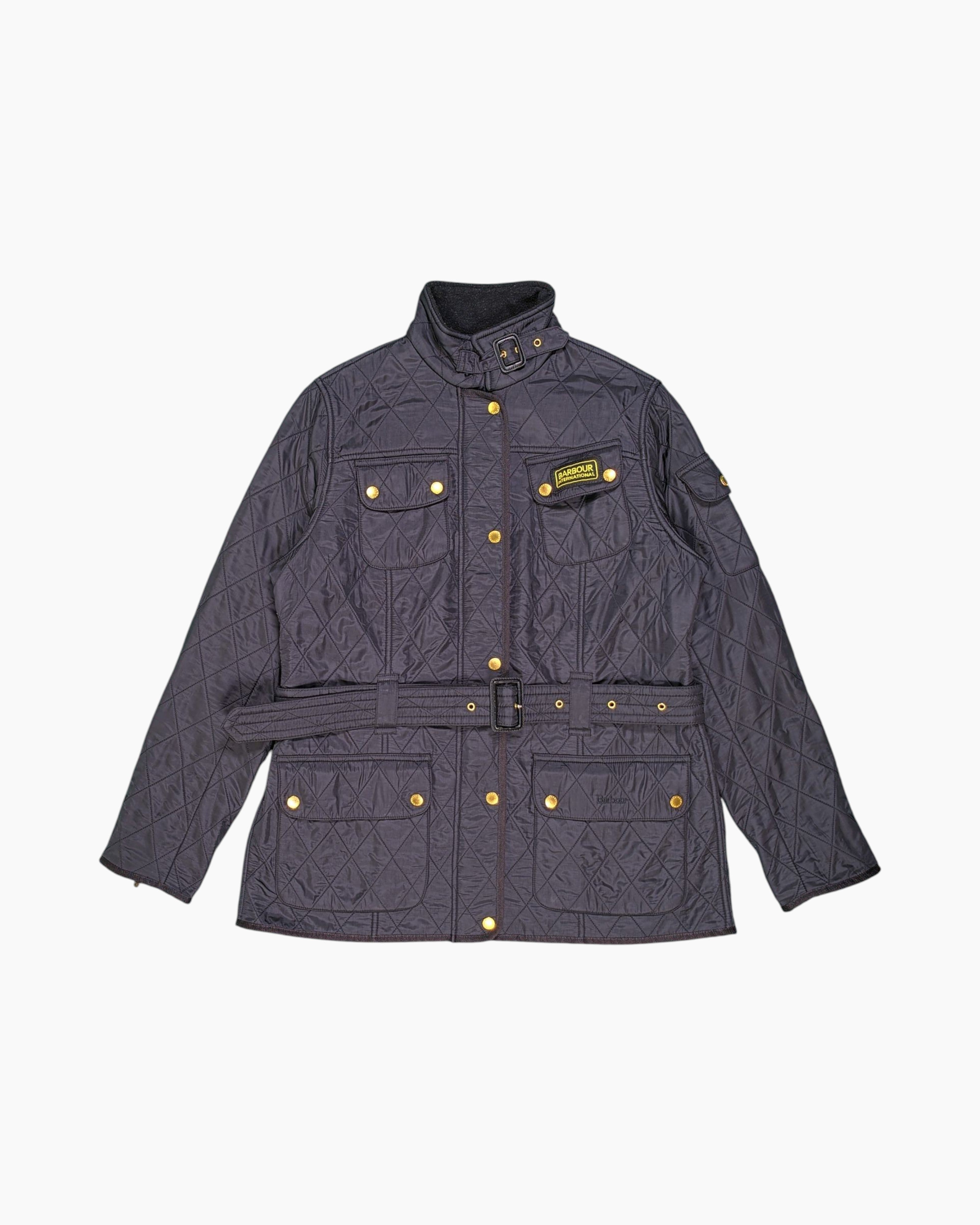 Front Pre-owned Barbour Quilted Jacket – Black Belted Moto (Women)