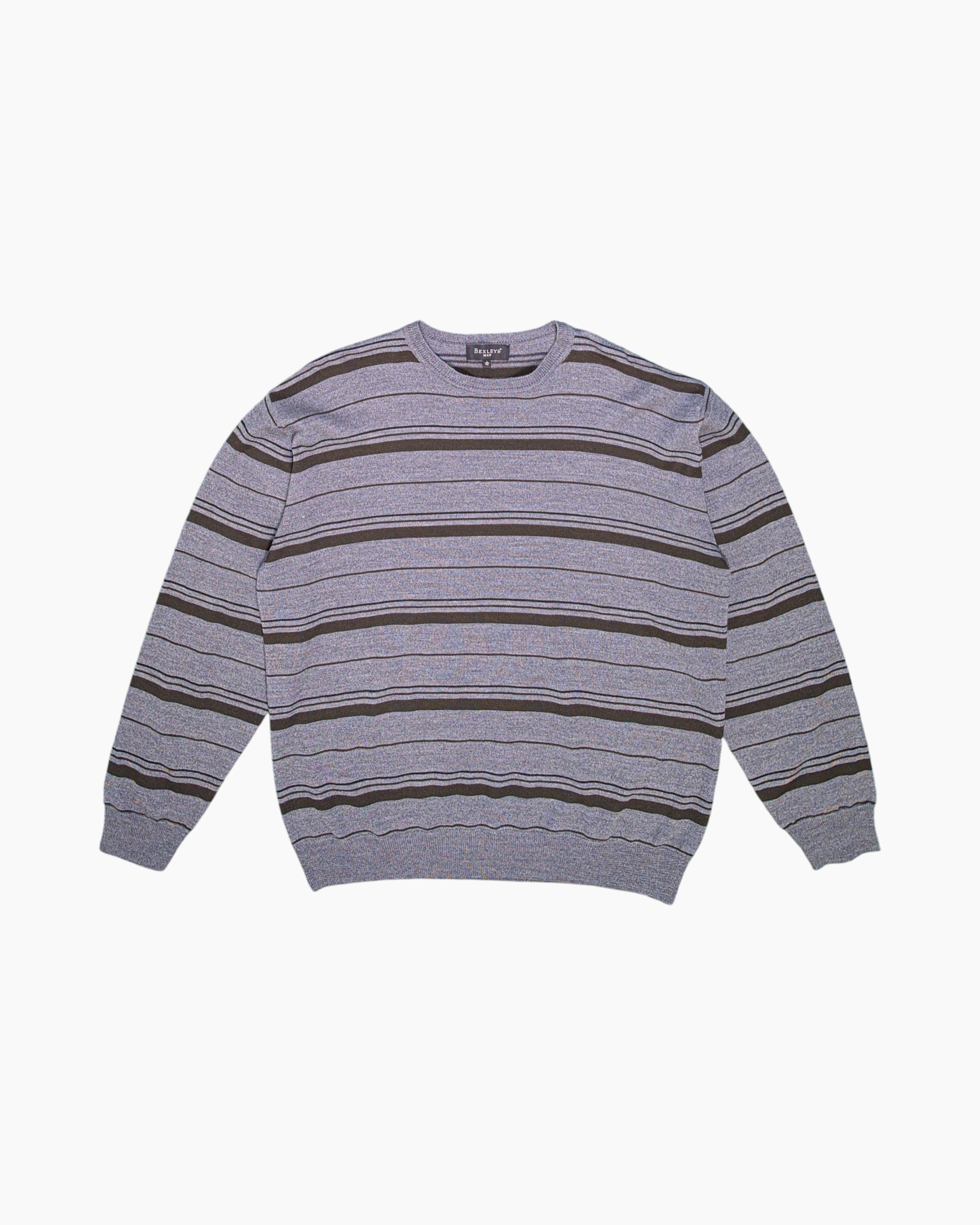 Front Pre-owned Bexleys Man Pullover Sweater – Gray Horizontal Stripe