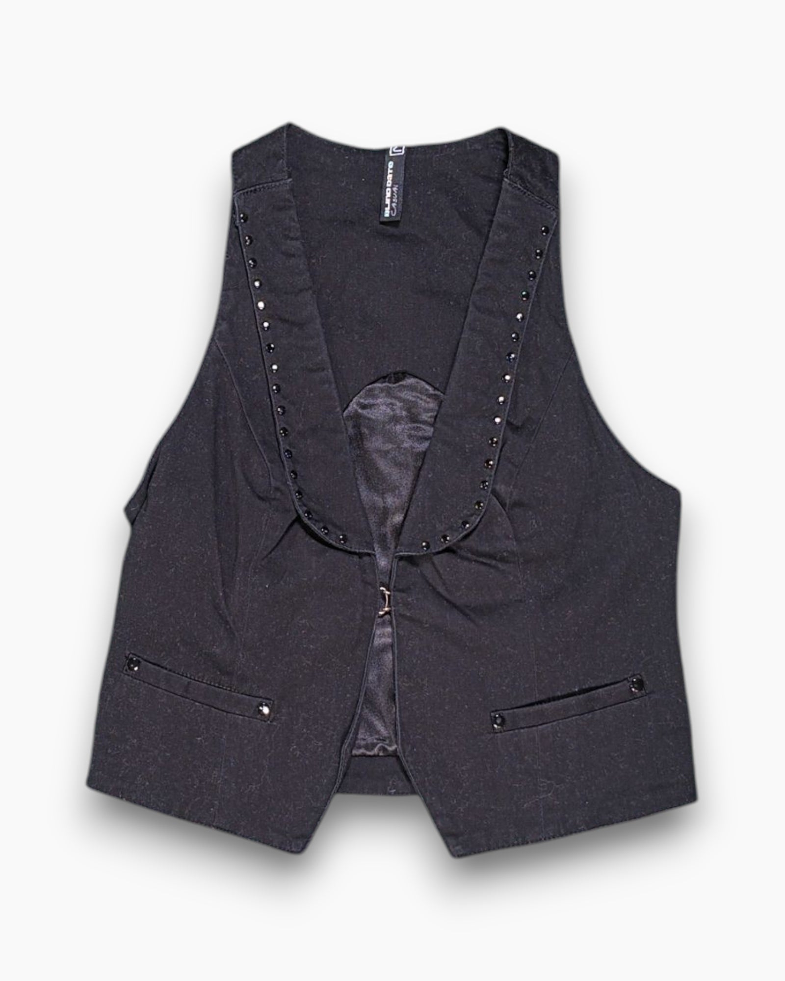 Front Pre-owned Blind Date Vest – Black V-neck Buttoned