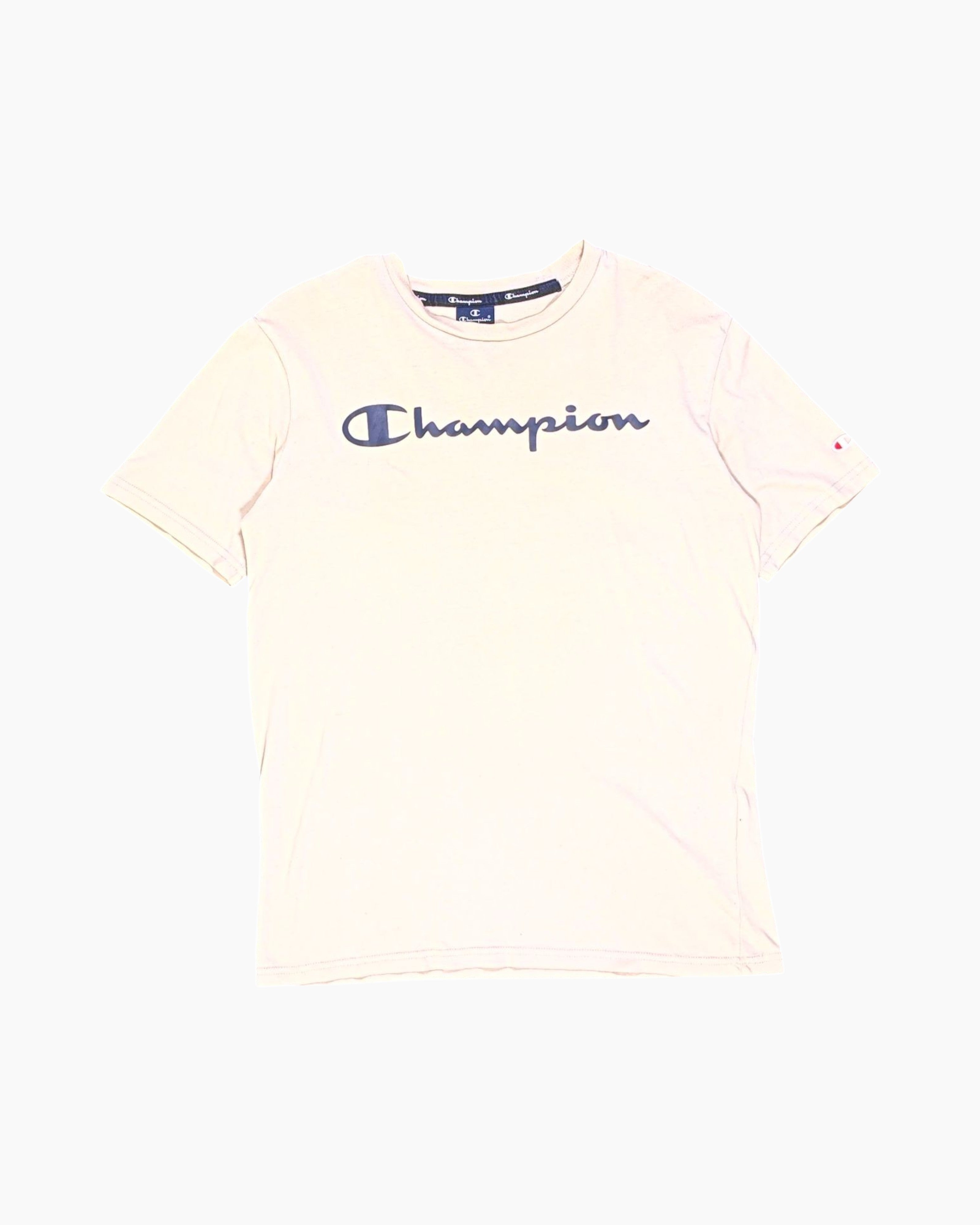 Front Pre-owned Champion Graphic T-Shirt – Cream Front Logo (SMALL)