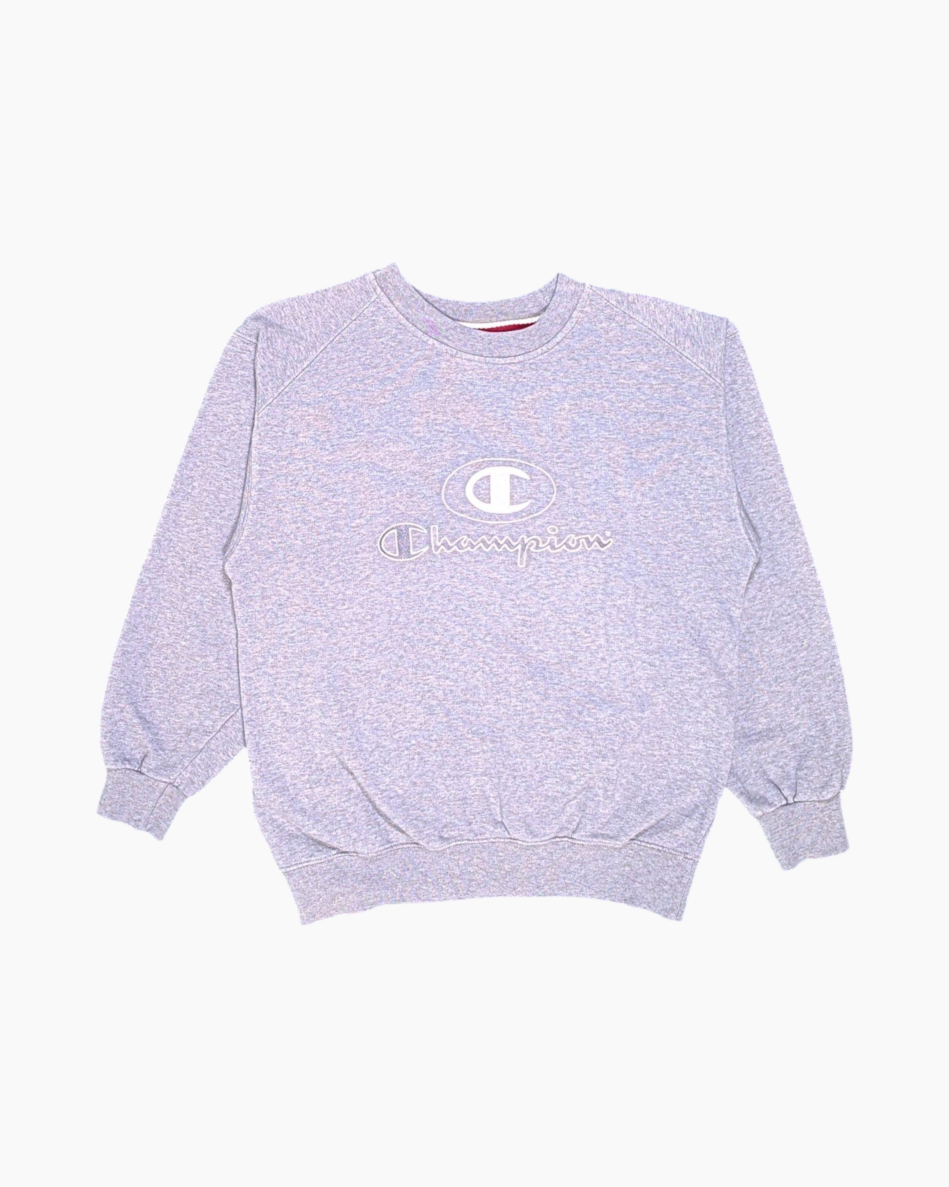 Front Pre-owned Champion Pullover Sweatshirt – Gray Crew Neck (Size S)