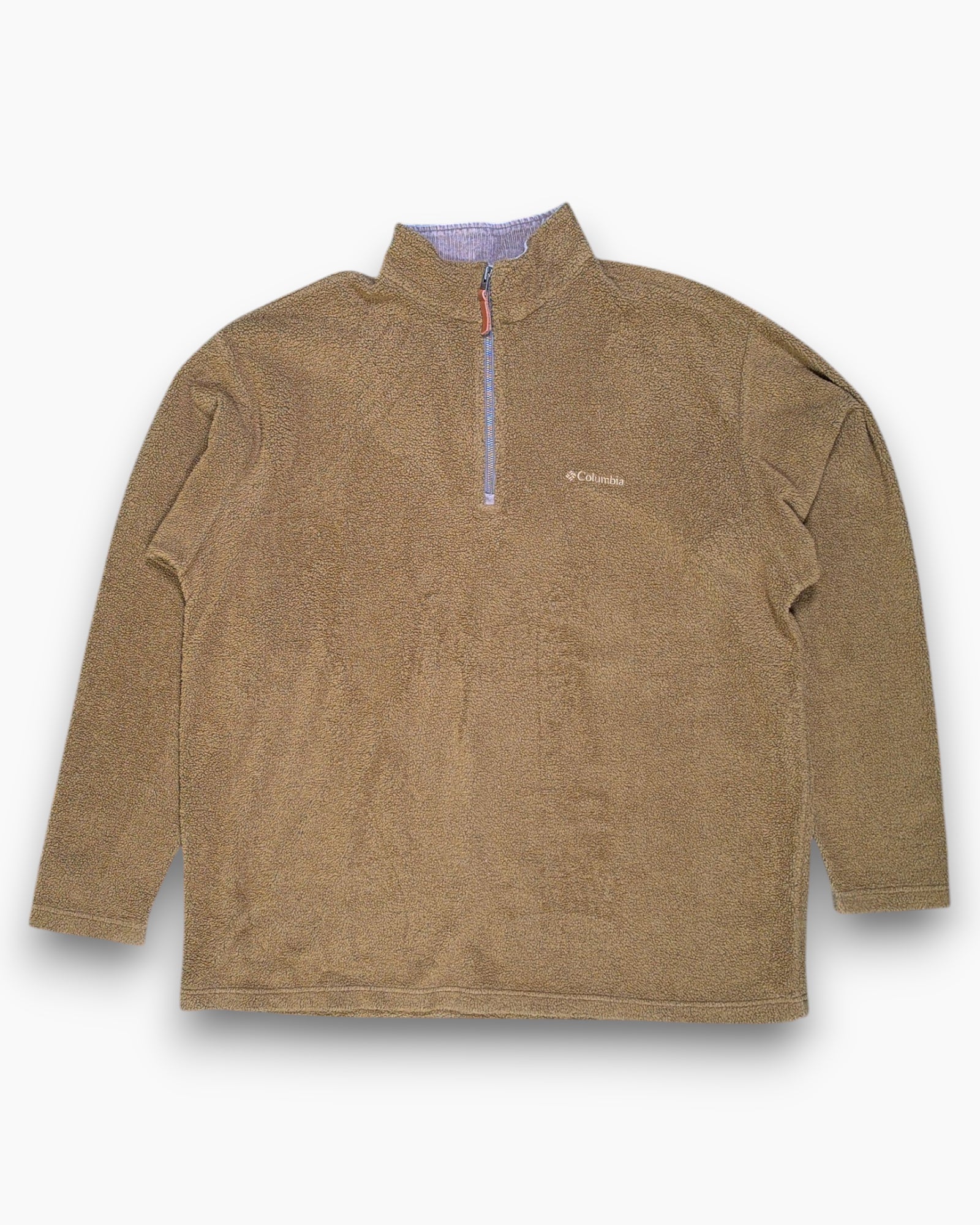 Front Vintage Y2K Columbia Sportswear Company Pullover Fleece (1/4 Zip) – Brown Heathered
