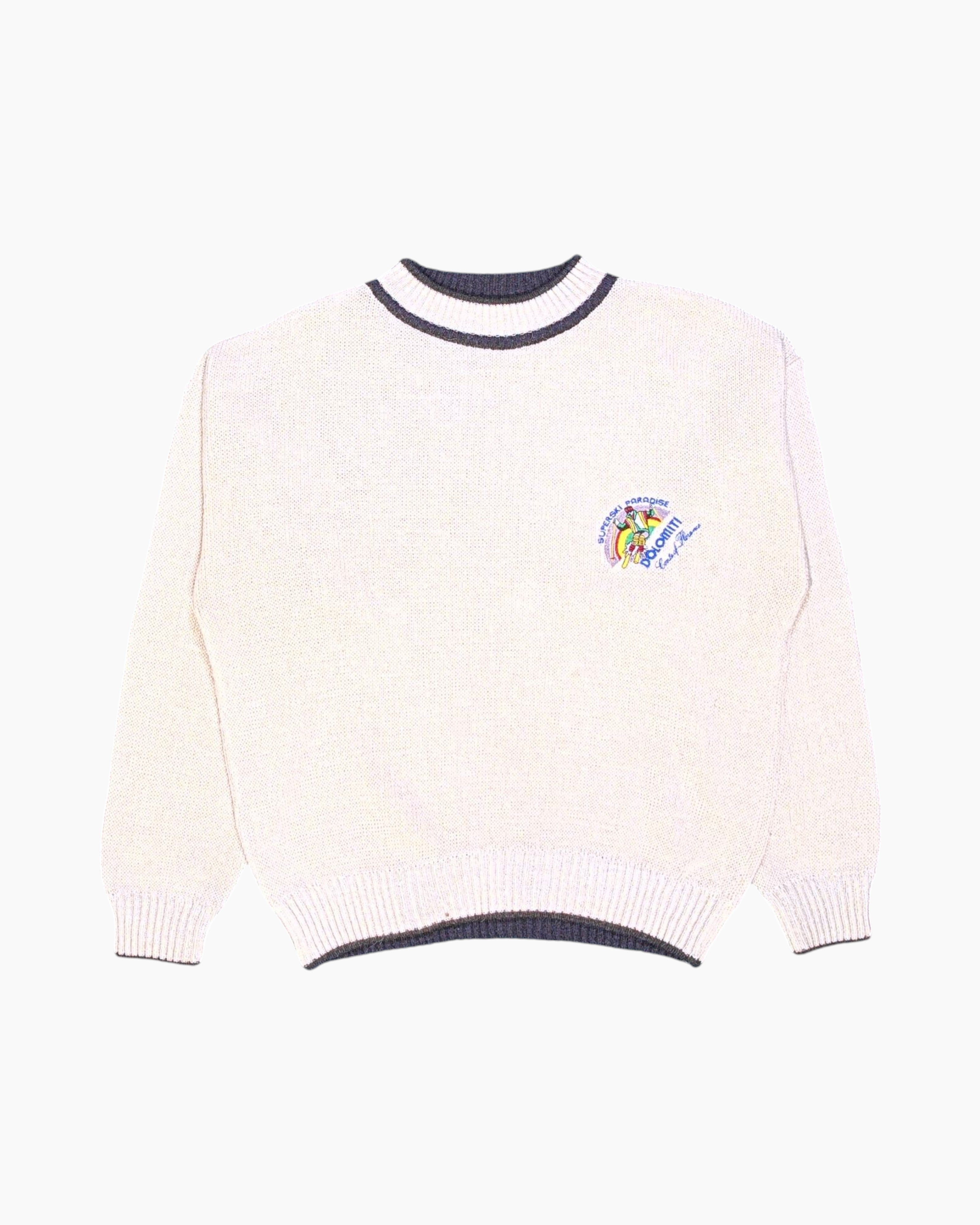 Front Vintage 80s/90s Conte of Florence Pullover Sweater – Cream Contrast Trim