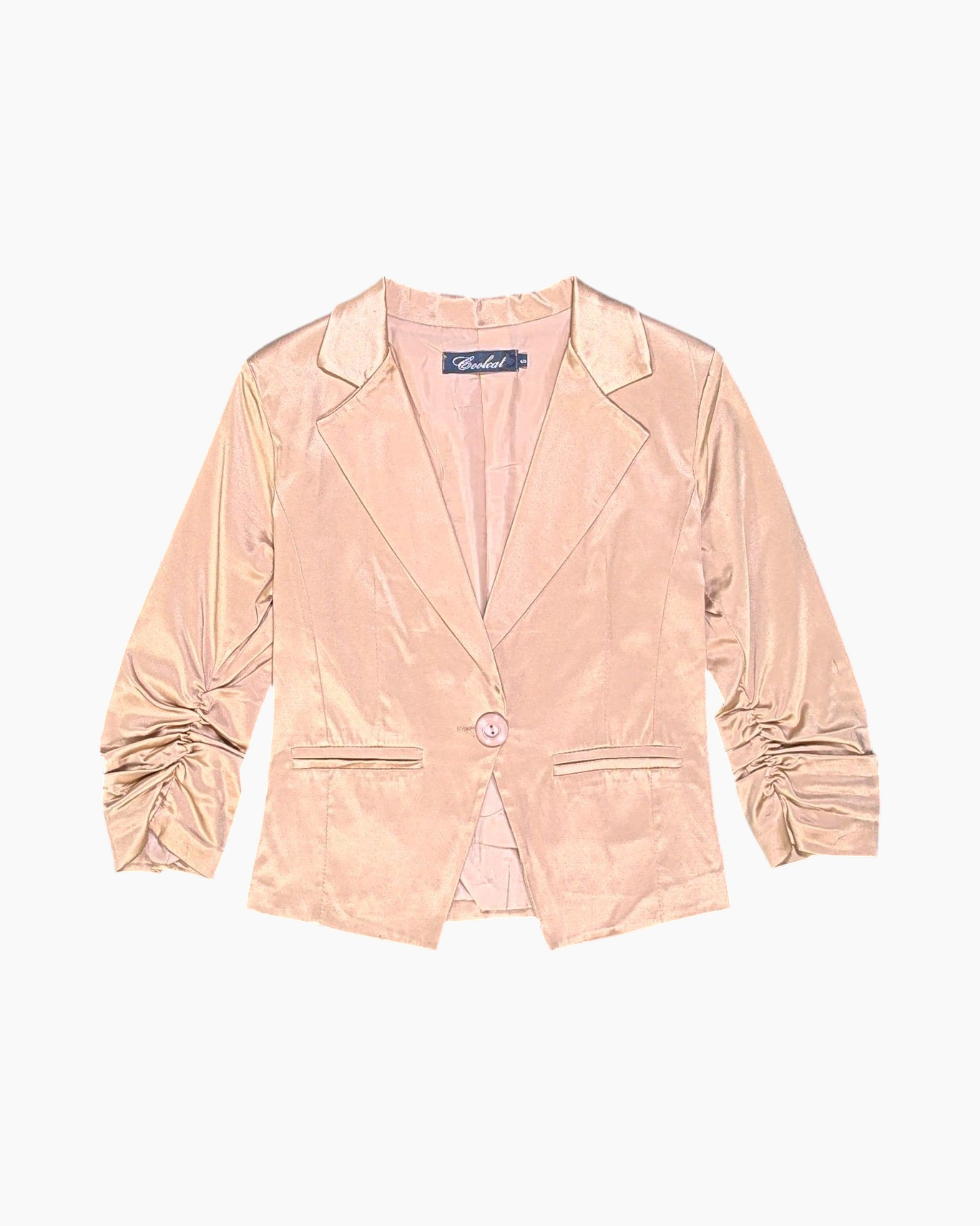 Front Vintage 80s/90s Coolcat Blazer – Beige Cropped Bolero