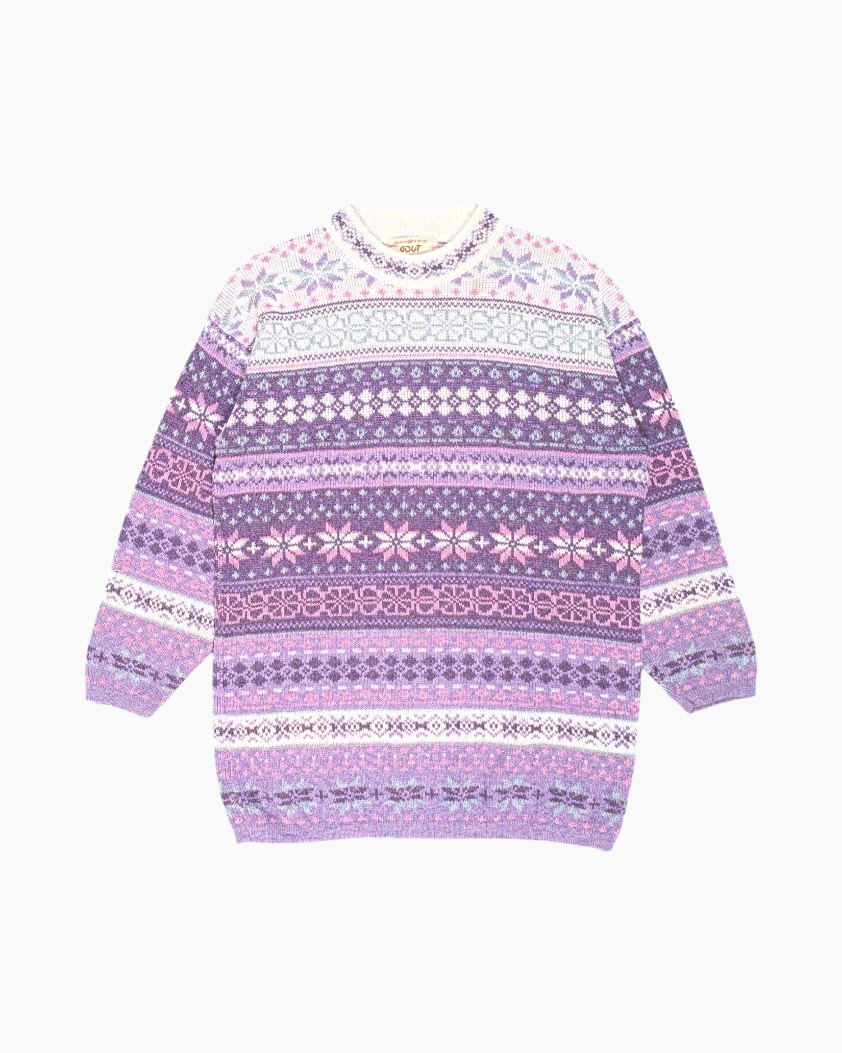 Front Vintage 80s/90s coutour vintage Pullover Sweater – Purple Fair Isle