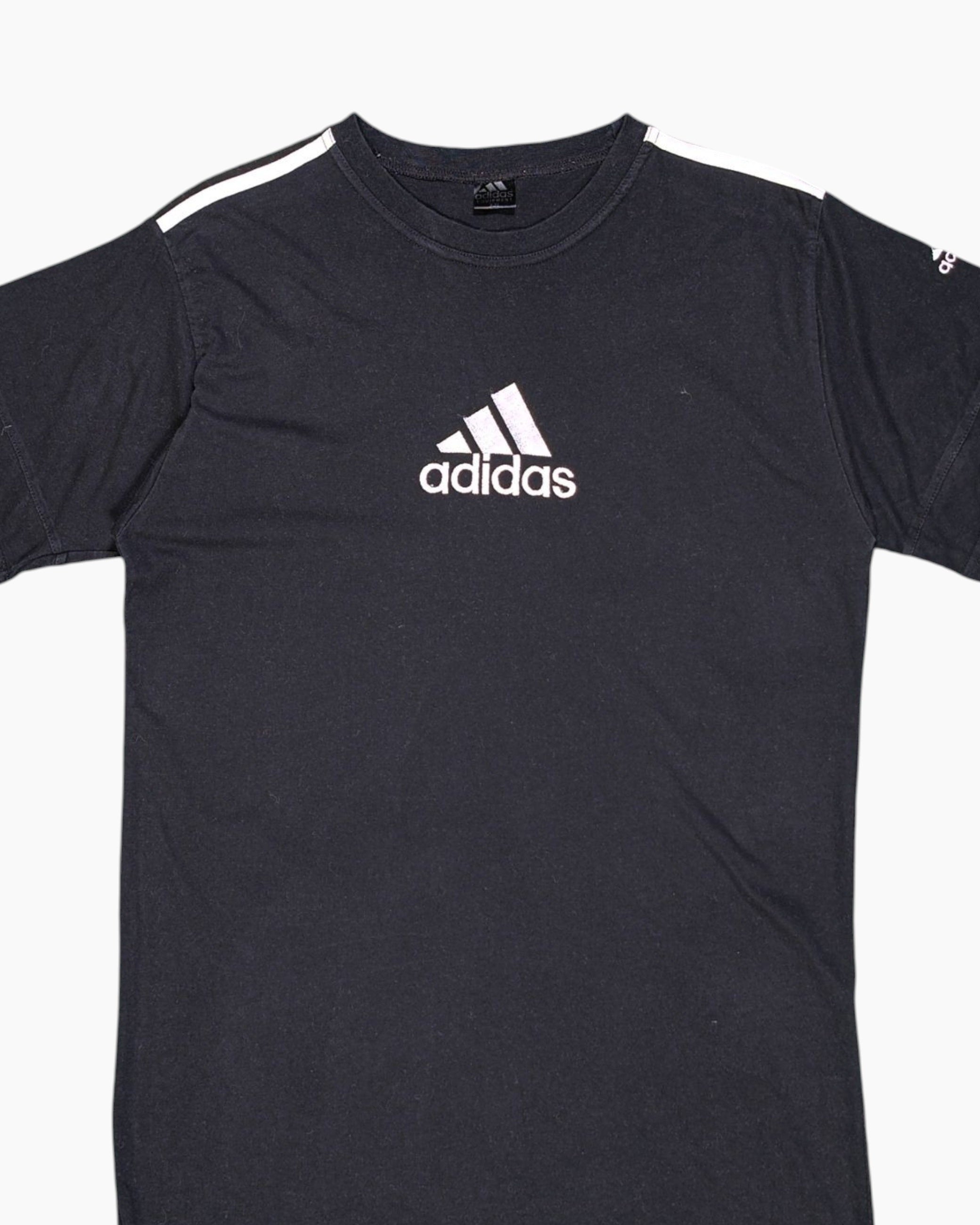 Front-detail-1 Vintage 90s/2000s adidas Graphic T-Shirt – Black EQUIPMENT Crew