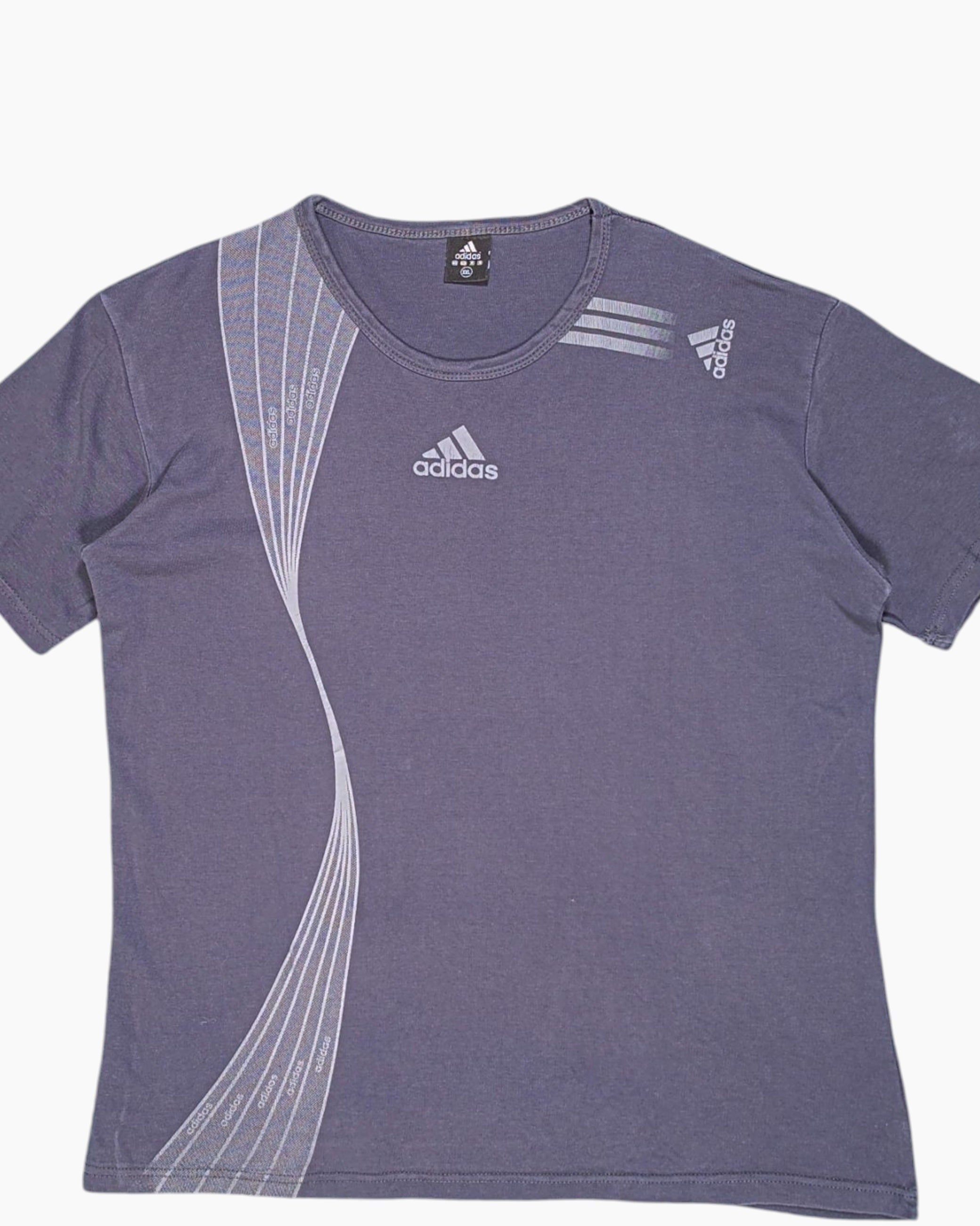 Front-detail-1 Vintage 2000s adidas Graphic T-Shirt – Gray Printed Side Graphic