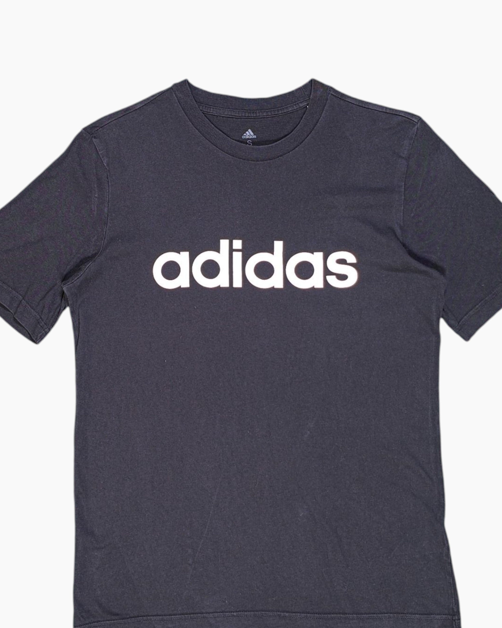Front-detail-1 Pre-owned adidas Graphic T-Shirt – Black Screenprint Logo