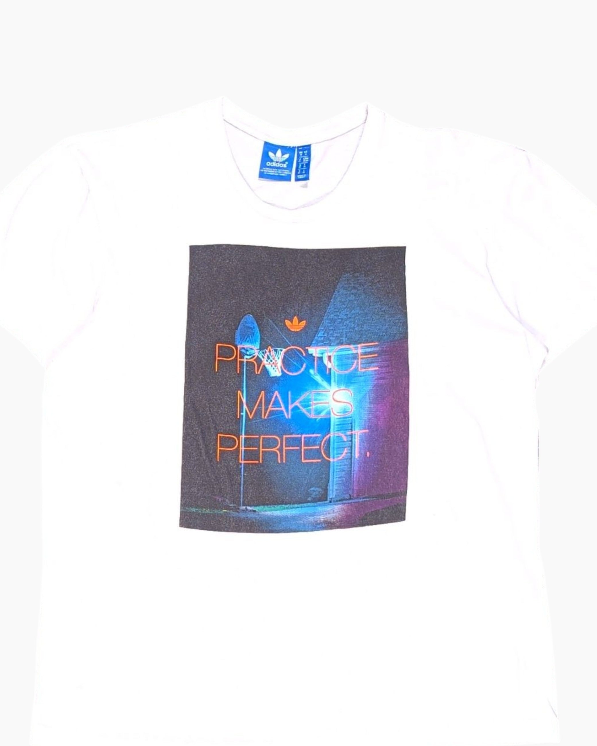 Front-detail-1 Pre-owned adidas Graphic T-Shirt – White with Digital Trefoil Print