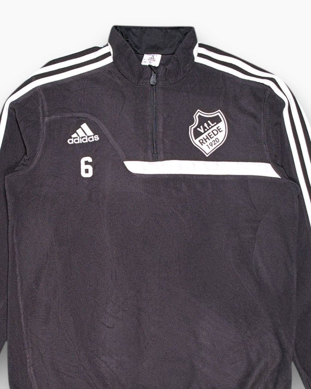 Front-detail-1 Pre-owned adidas Training Top (Half-Zip Pullover) – Black Contrast Stripes