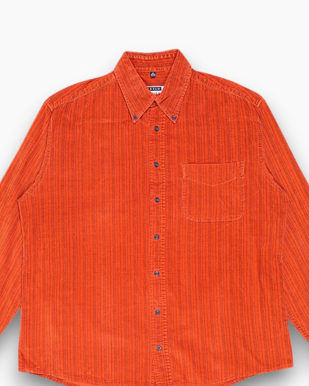 Front-detail-1 Vintage 90s Angelo Litrico Button-Down Shirt – Orange Rust Micro-Texture