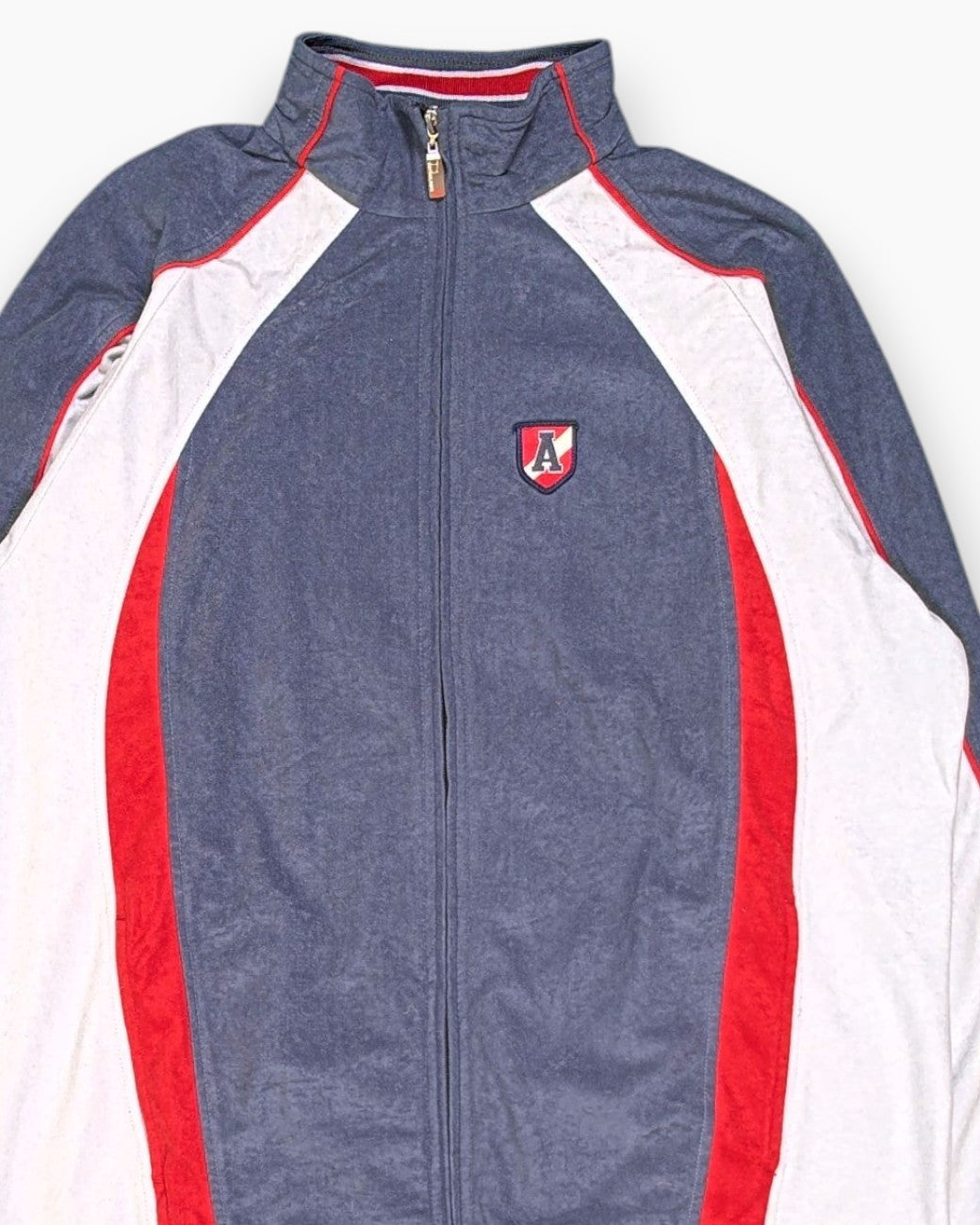 Front-detail-1 Vintage Y2K astrolabio Track Jacket – Blue Contrast Panels