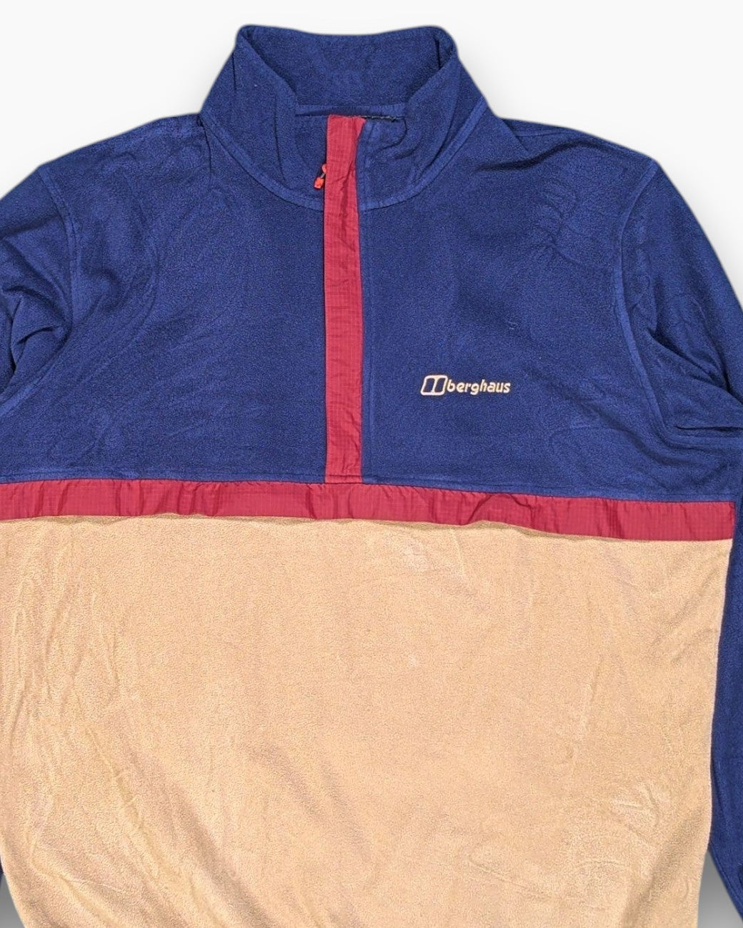 Front-detail-1 Pre-owned Berghaus Pullover Fleece – Navy Half-Zip Panel