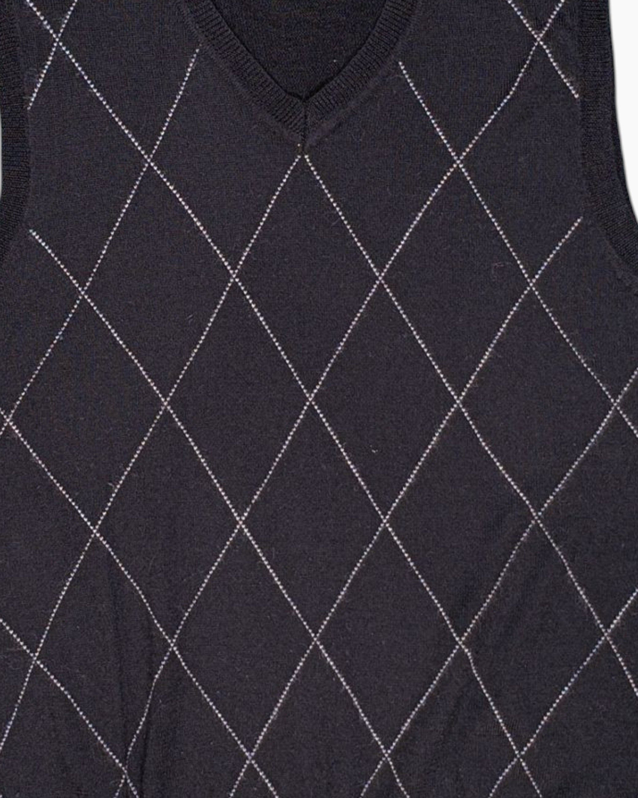 Front-detail-1 Pre-owned BON'A PARTE Sleeveless Sweater Vest – Black Argyle