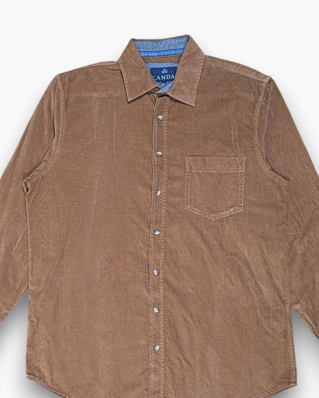 Front-detail-1 Pre-owned CANDA Button-Down Shirt – Brown Cotton (M / 39-40)