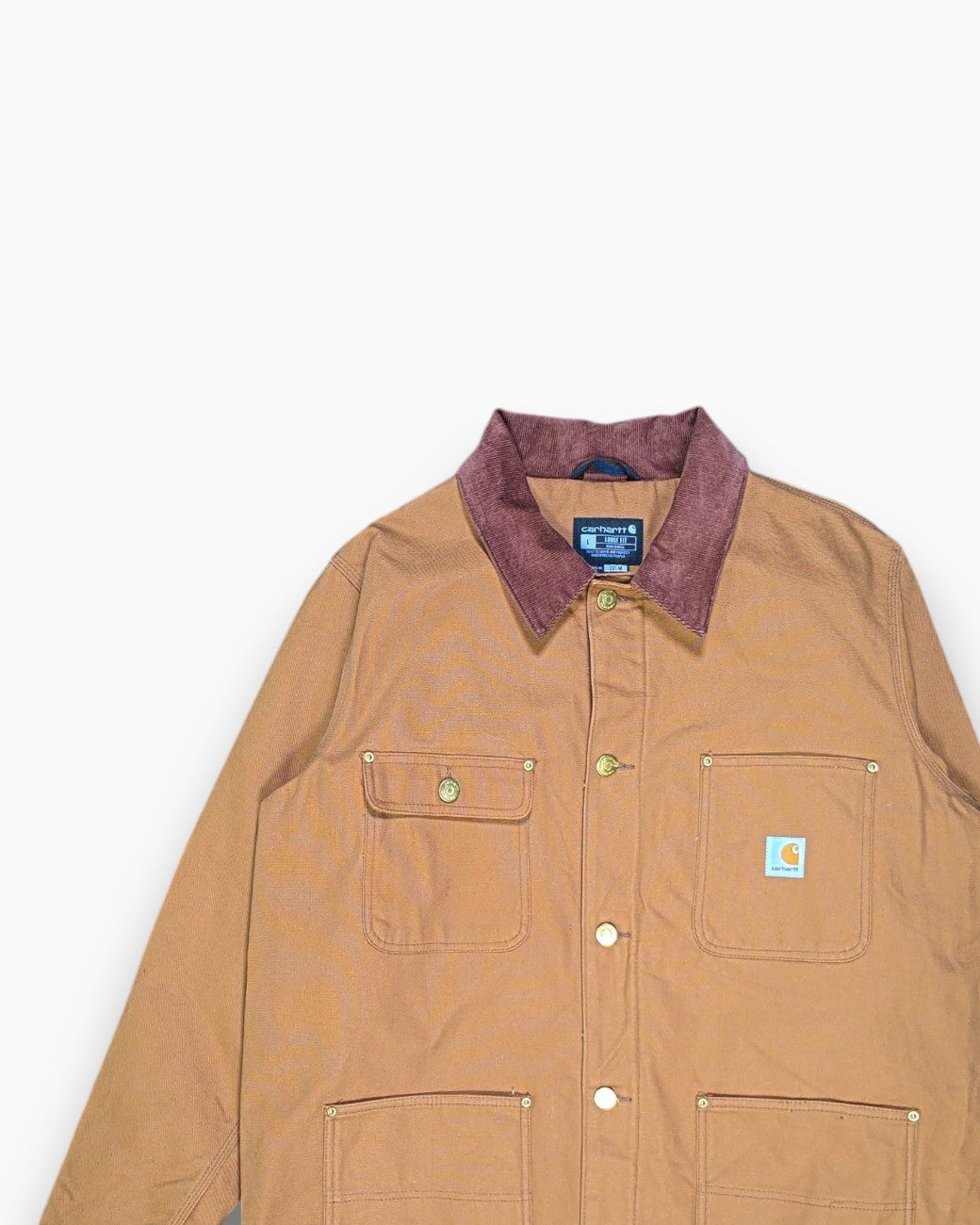 Front-detail-1 Pre-owned Carhartt Chore Coat – Brown Corduroy Collar