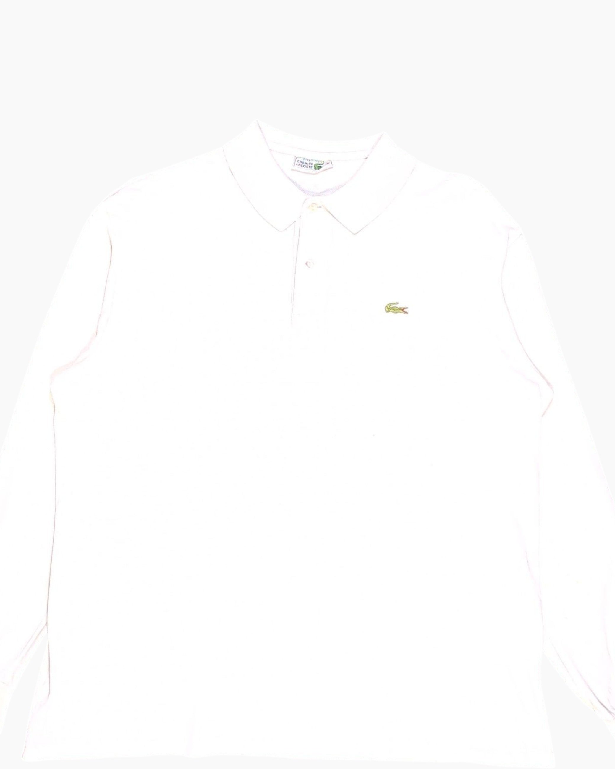Front-detail-1 Vintage 70s/80s CHEMISE LACOSTE Polo Shirt (Long Sleeve) – Cream Piqué