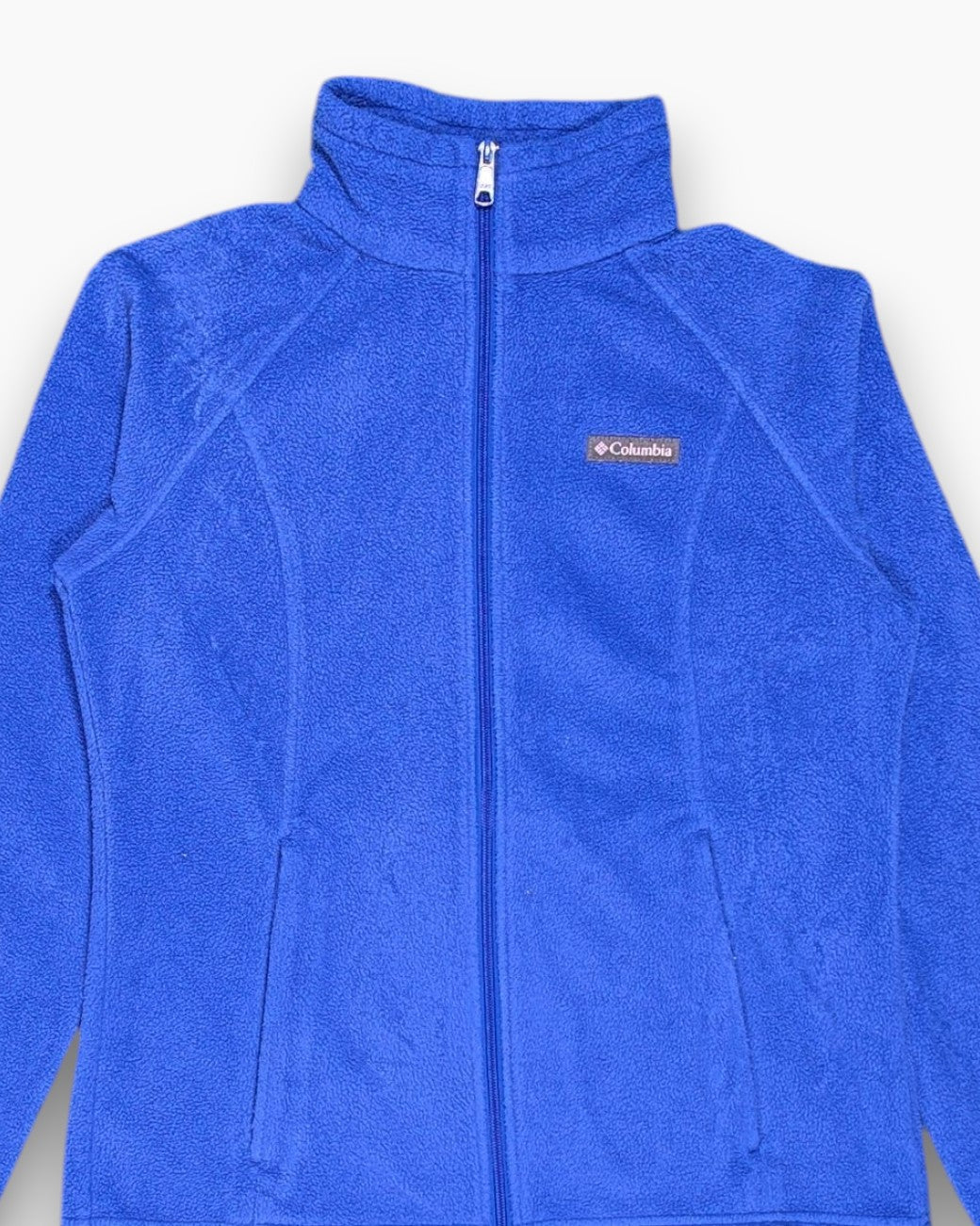 Front-detail-1 Pre-owned Columbia Fleece Jacket – Blue (Full Zip, M)