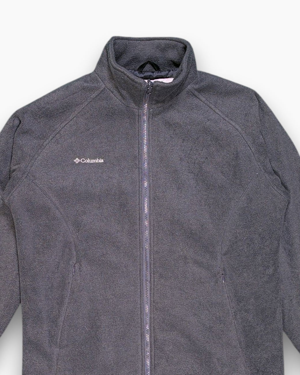 Front-detail-1 Vintage Y2K Columbia Zip-Up Fleece Jacket – Gray Tech Interchange