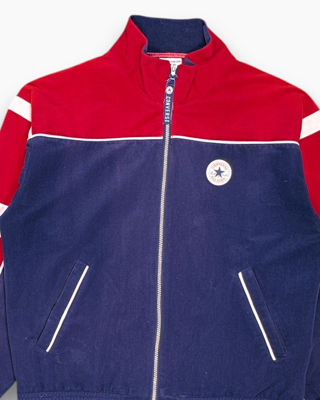 Front-detail-1 Vintage 70s/80s Converse Track Jacket – Navy Red Contrast Paneling