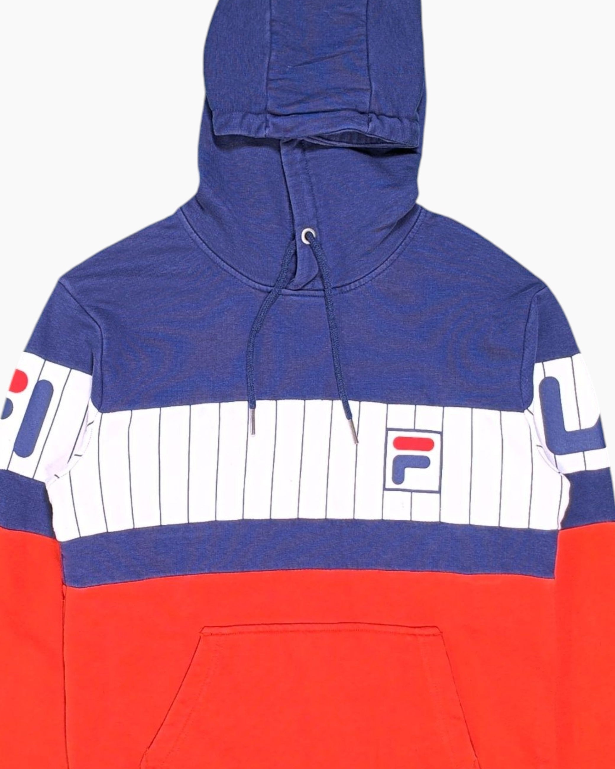 Front-detail-1 Pre-owned FILA Pullover Hoodie – Multicolor Colorblock
