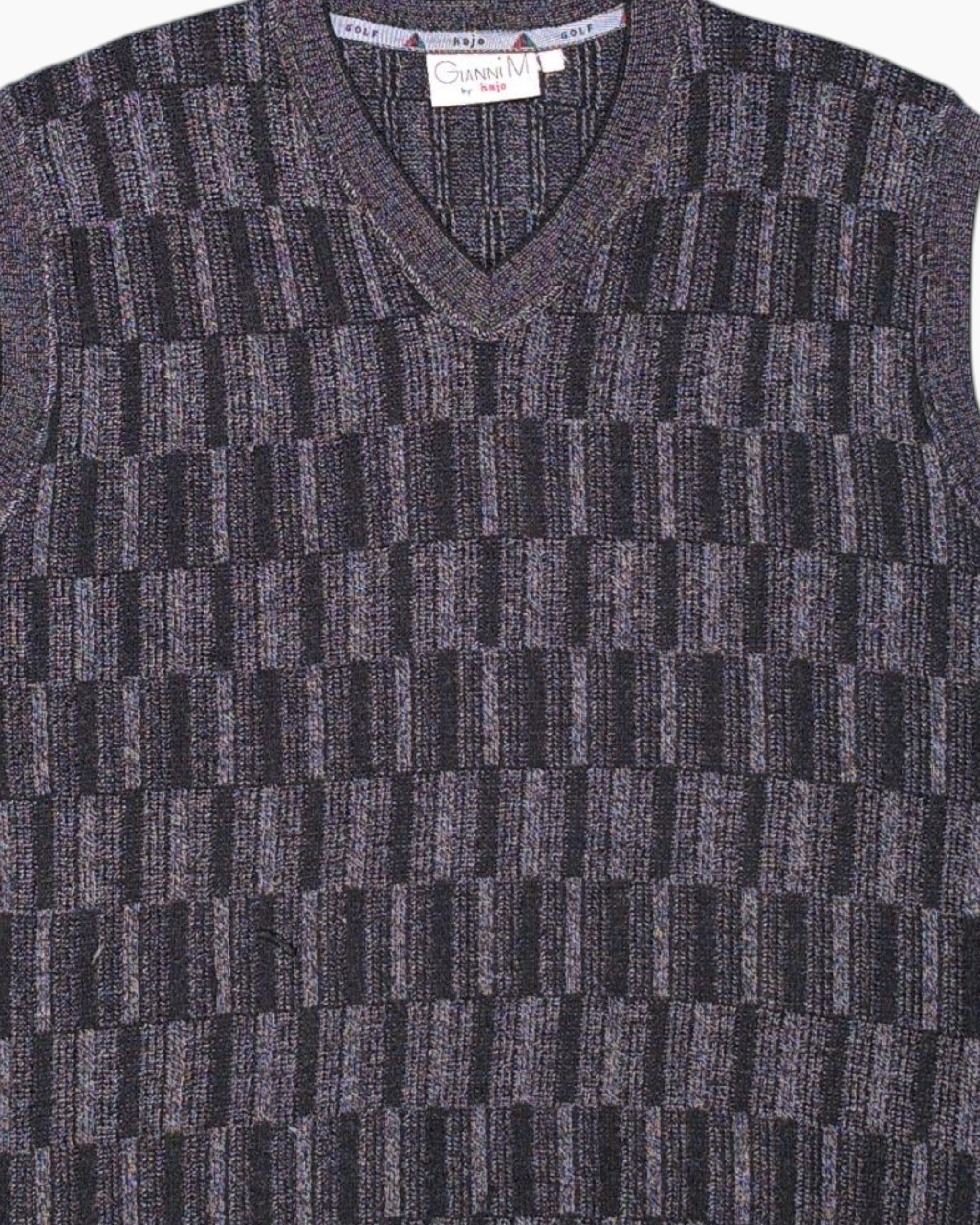 Front-detail-1 Vintage 80s/90s Gianni V. Knit Vest – Gray Tonal Geometric (Preloved)