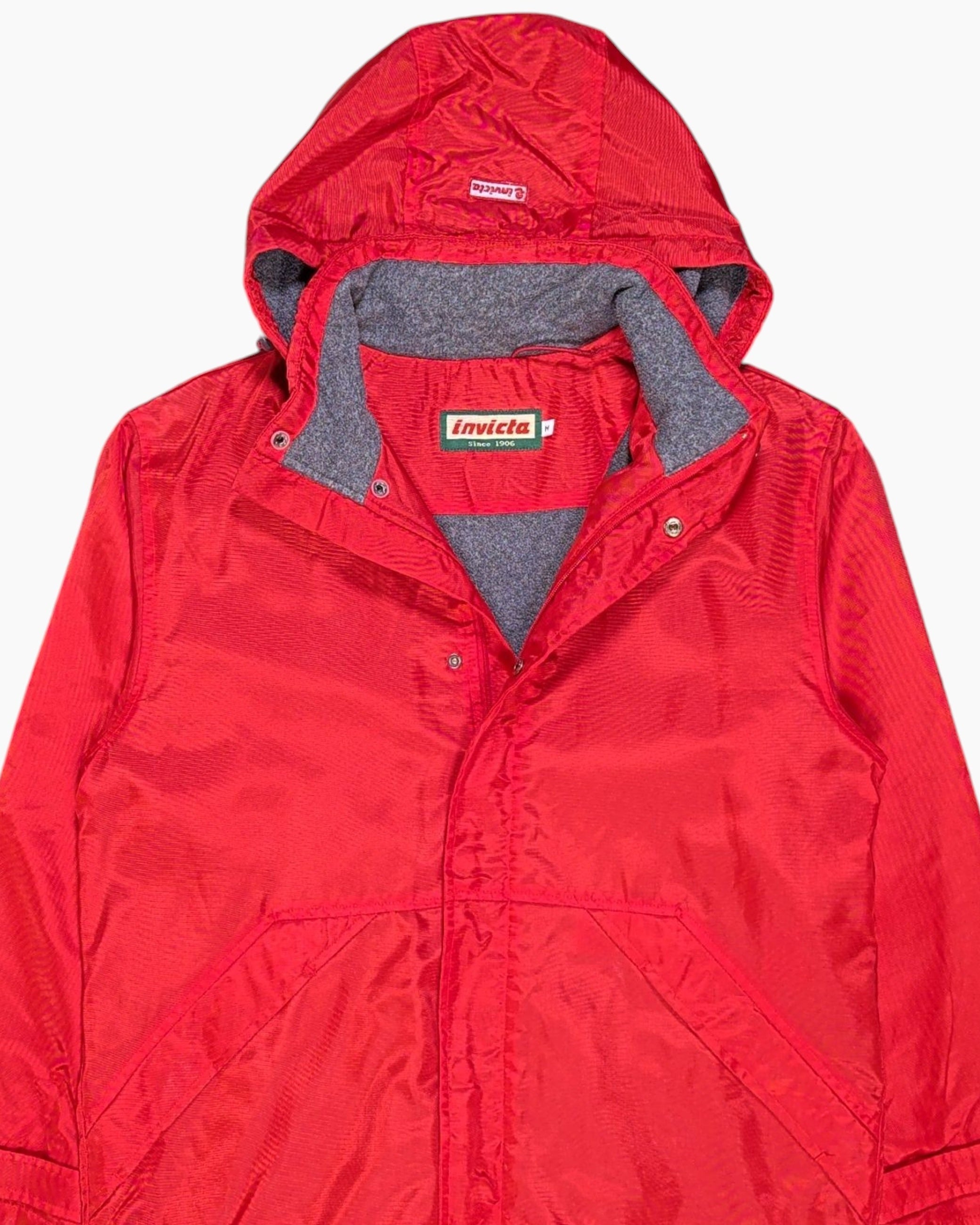 Front-detail-1 Vintage 80s/90s Invicta Hooded Jacket – Red Nylon Ski-Sport