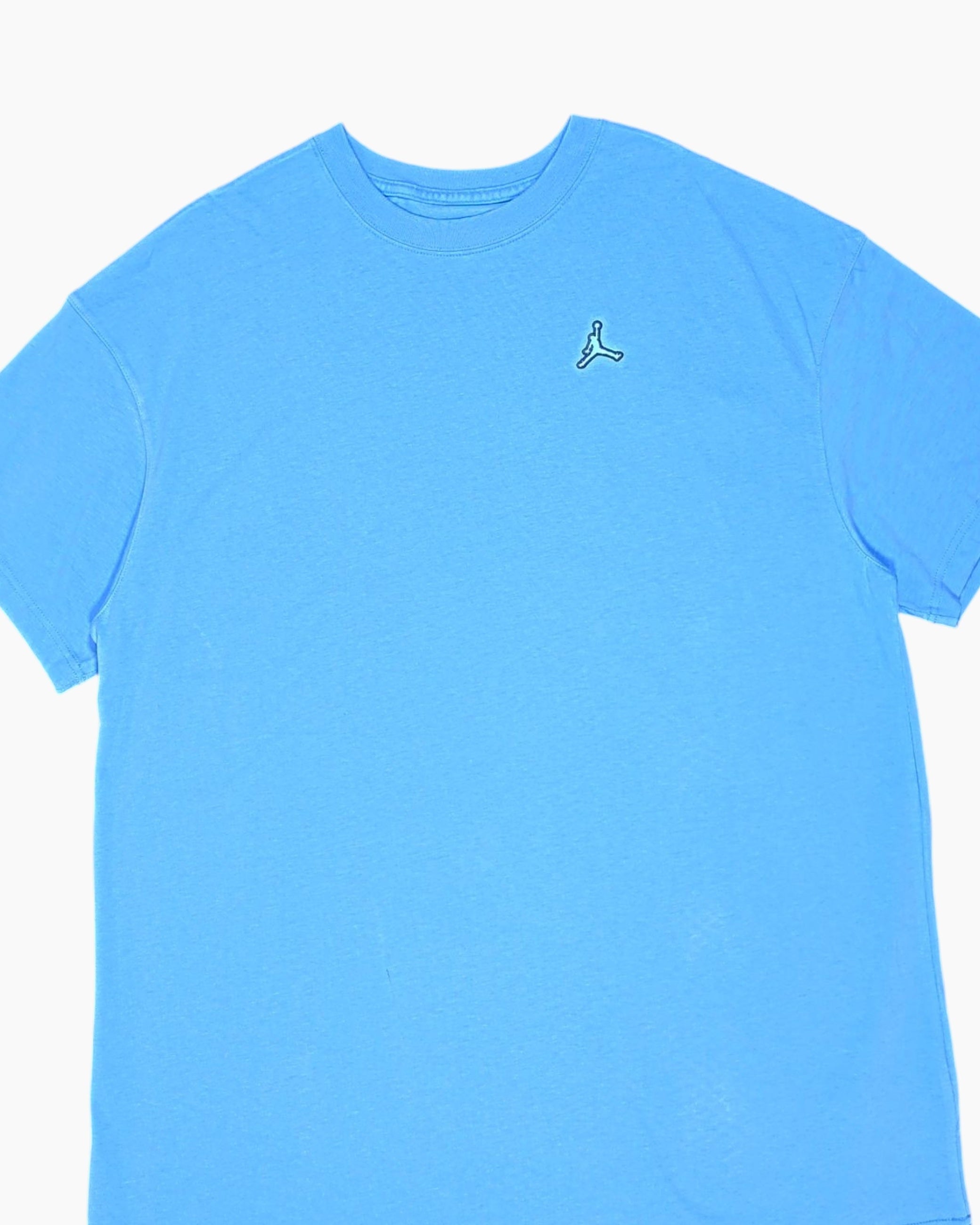 Front-detail-1 Pre-owned Jordan Graphic T-Shirt – Blue Printed Jumpman