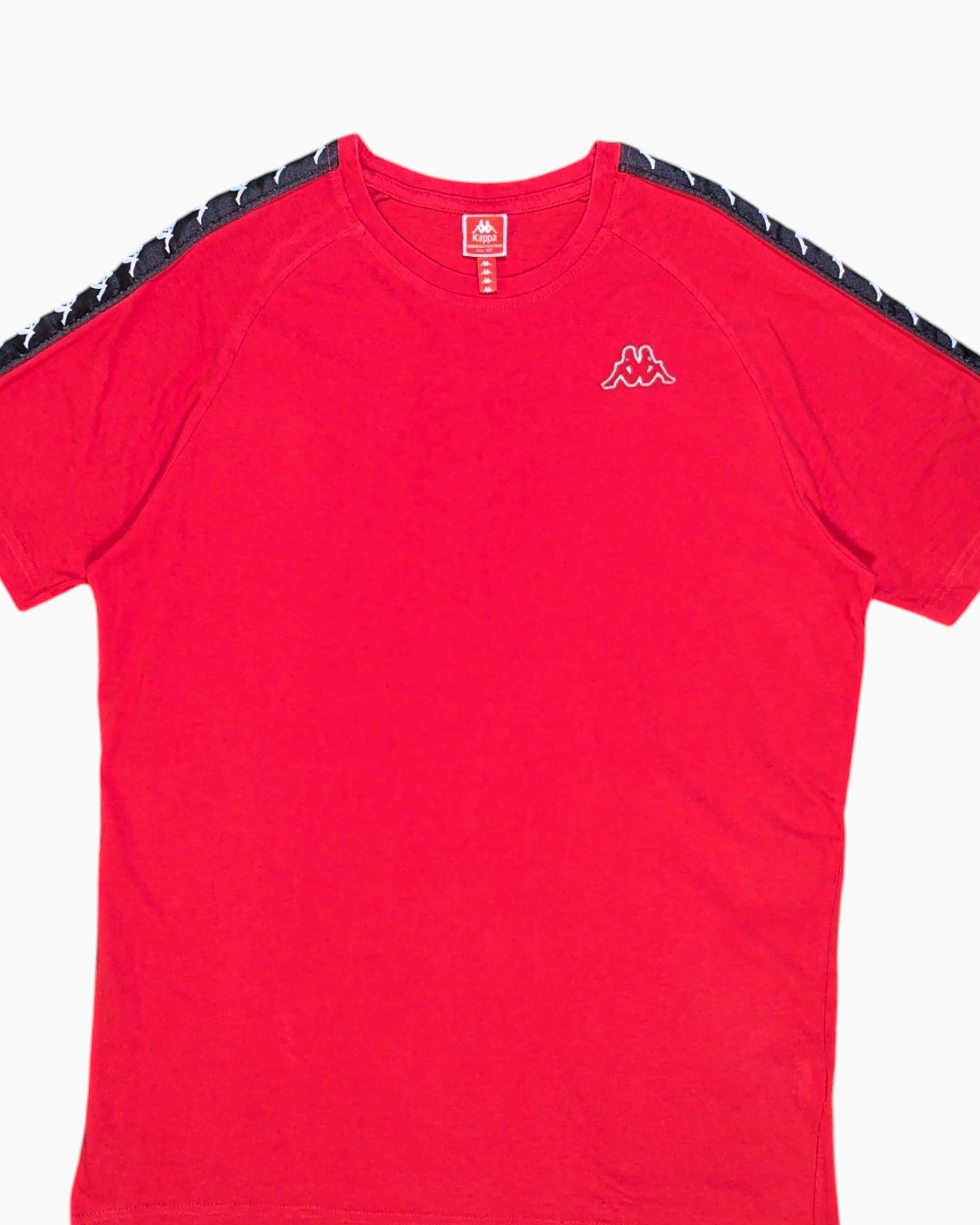 Front-detail-1 Pre-owned Kappa Graphic T-Shirt – Red Logo Embroidery
