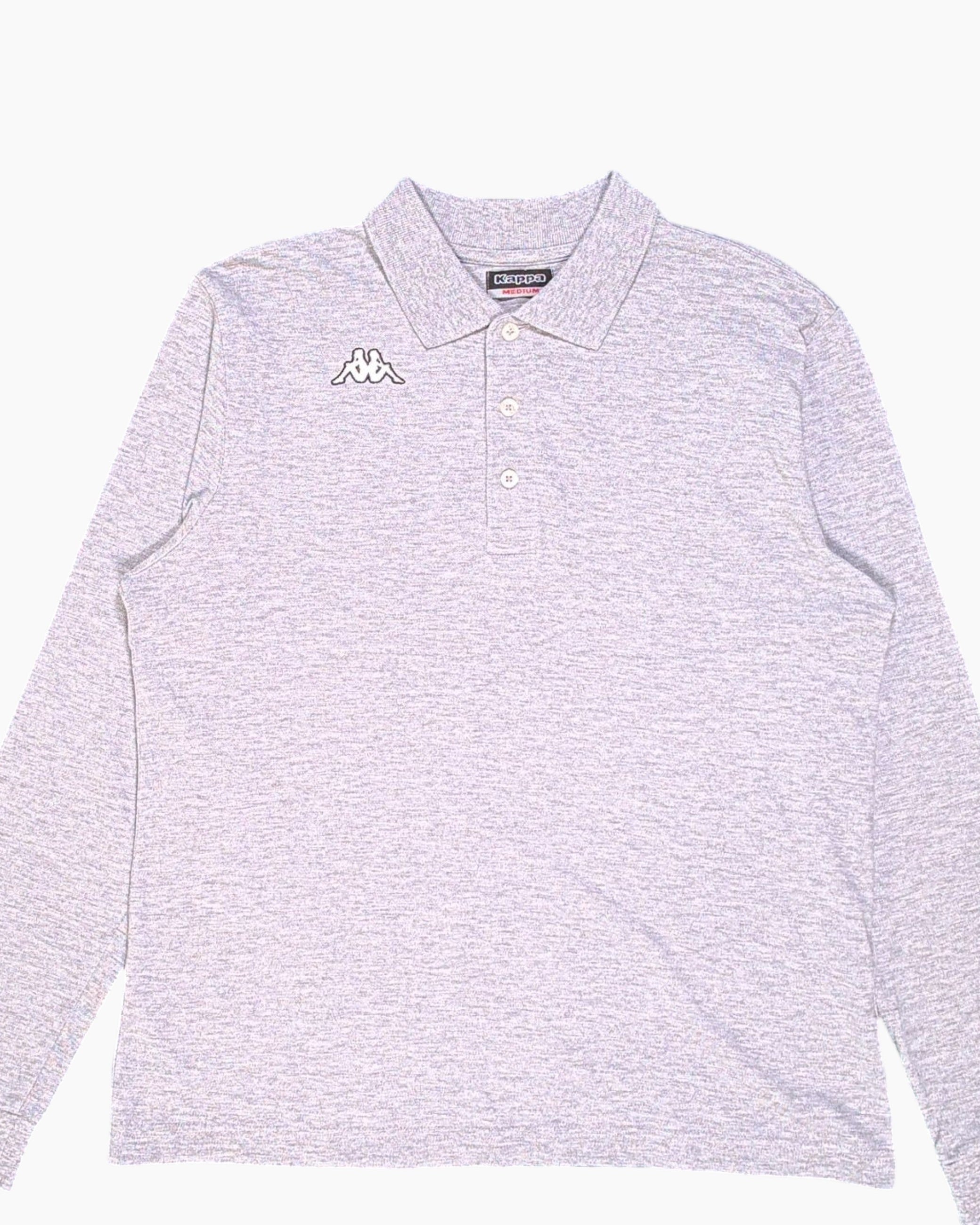 Front-detail-1 Pre-owned Kappa Long Sleeve Polo Shirt – Gray (Relaxed Fit)