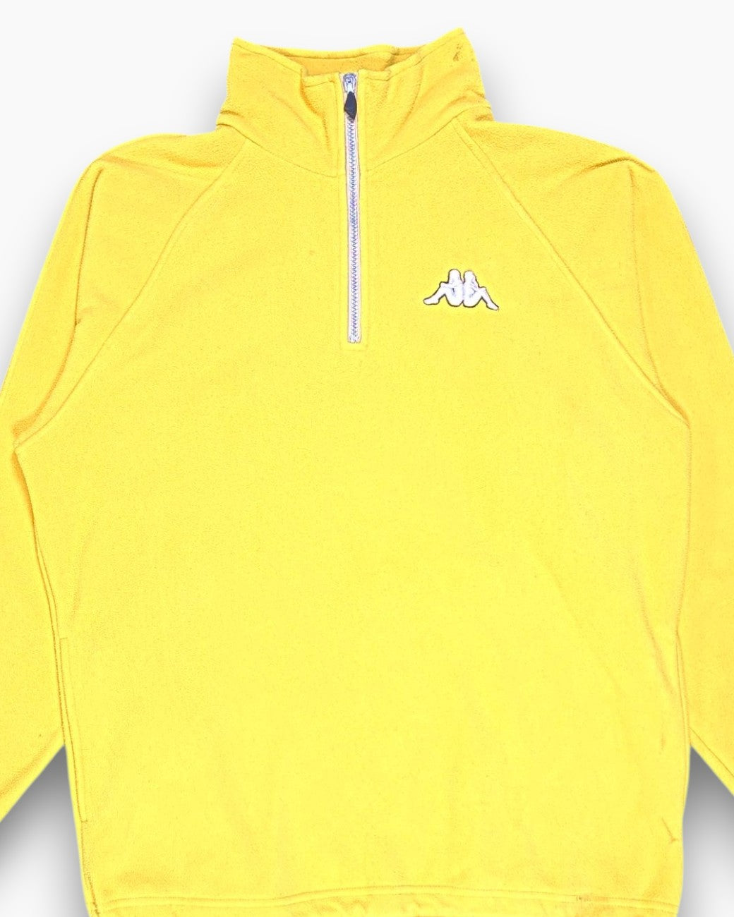 Front-detail-1 Vintage Y2K Kappa Pullover Sweater – Yellow Quarter-Zip