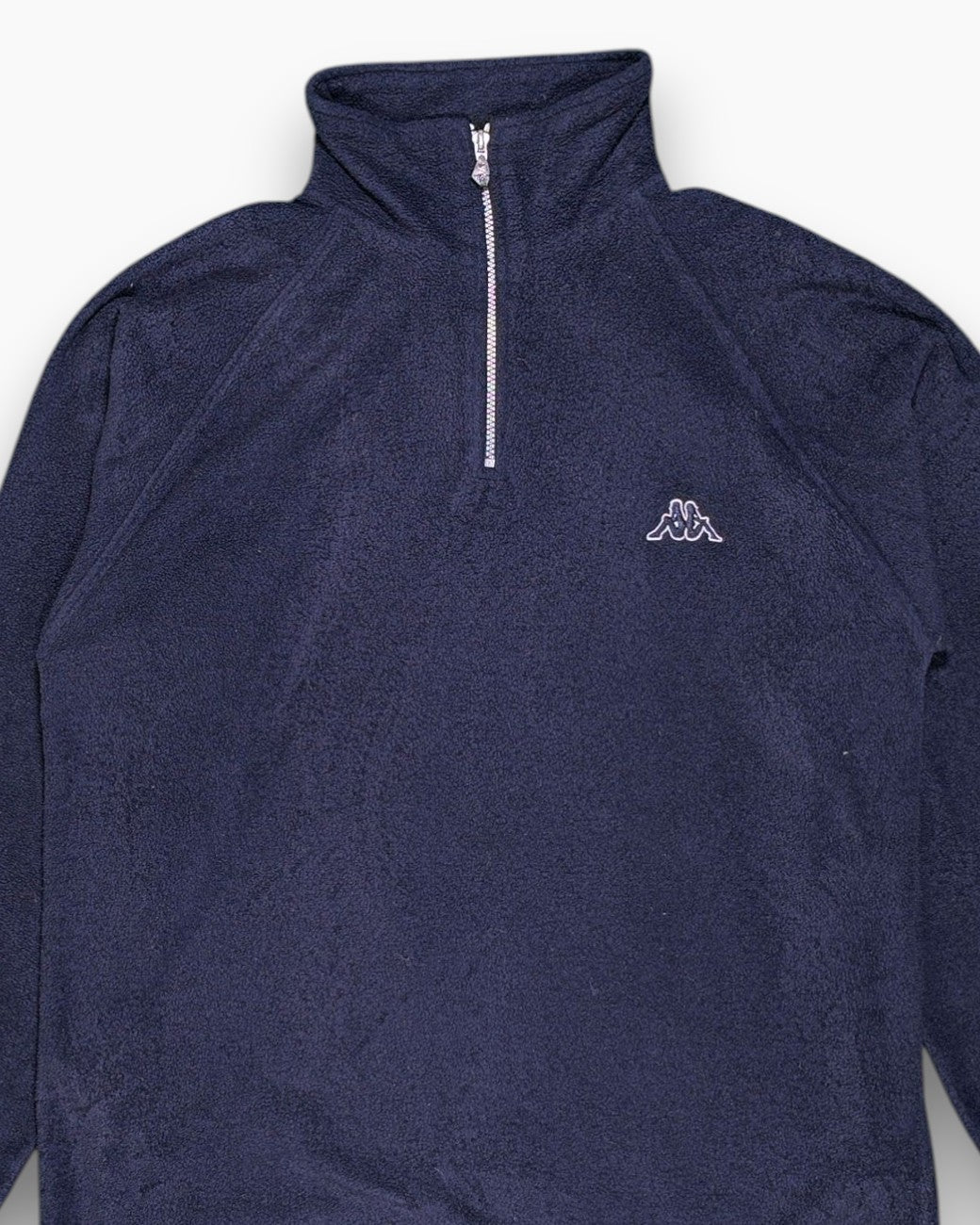 Front-detail-1 Vintage Y2K Kappa Pullover Sweatshirt (1/4 Zip) – Navy Microfleece