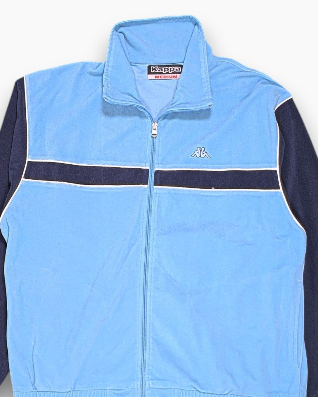 Front-detail-1 Vintage Y2K Kappa Track Jacket – Blue chest stripe