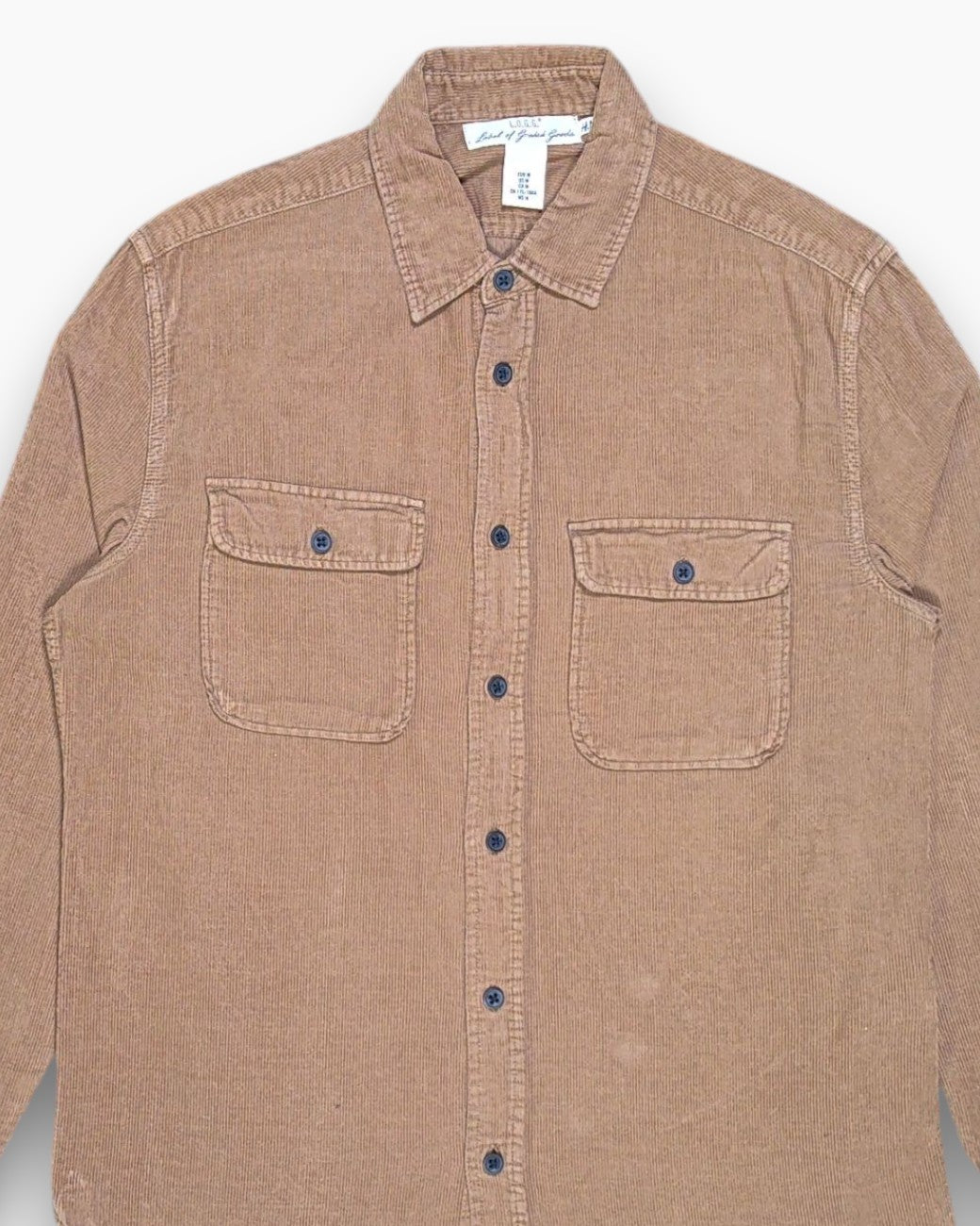 Front-detail-1 Pre-owned L.O.G.G. Button-Down Shirt – Brown Workwear Overshirt