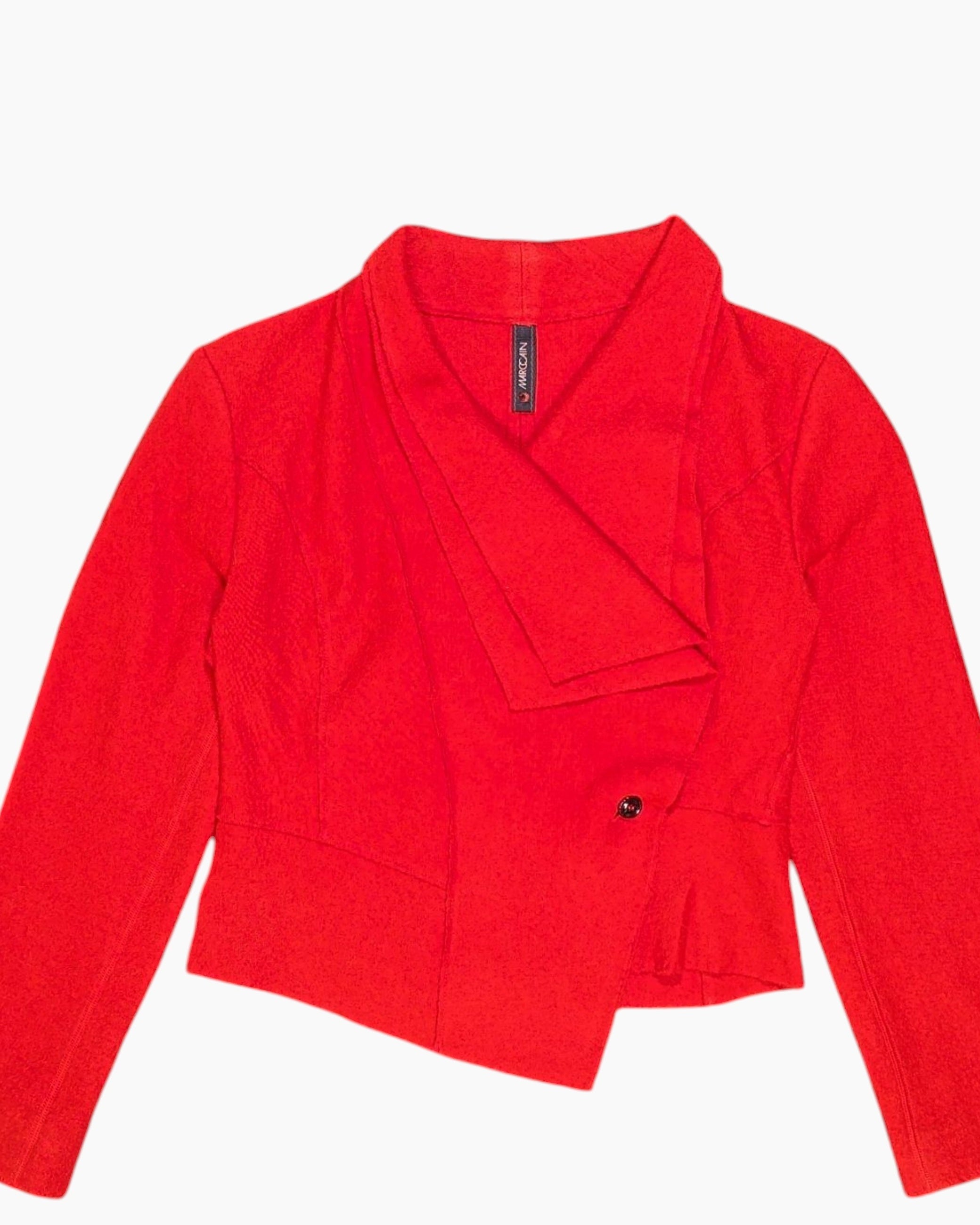 Front-detail-1 Pre-owned MARCCAIN Blazer – Red Notched Lapel (Size S)