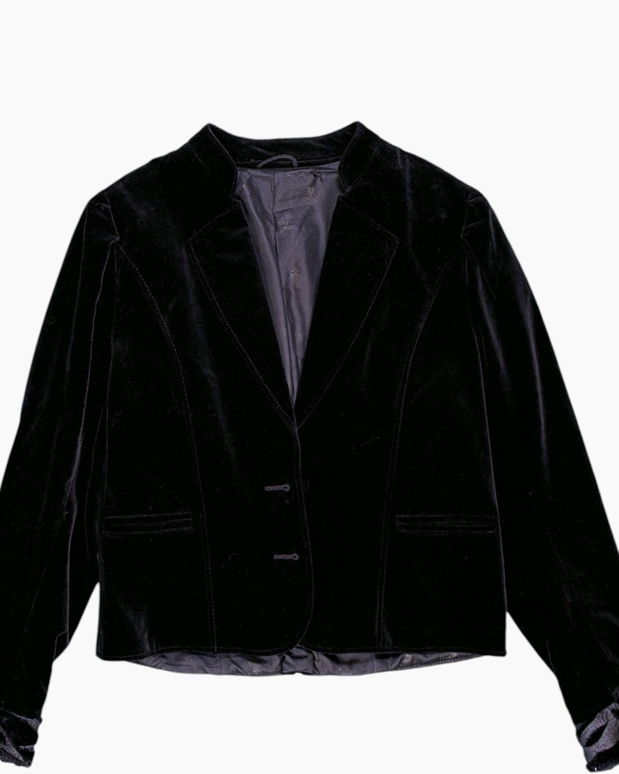 Front-detail-1 Vintage 80s/90s Original Salzburger Tracht Velvet Blazer – Black Velvet