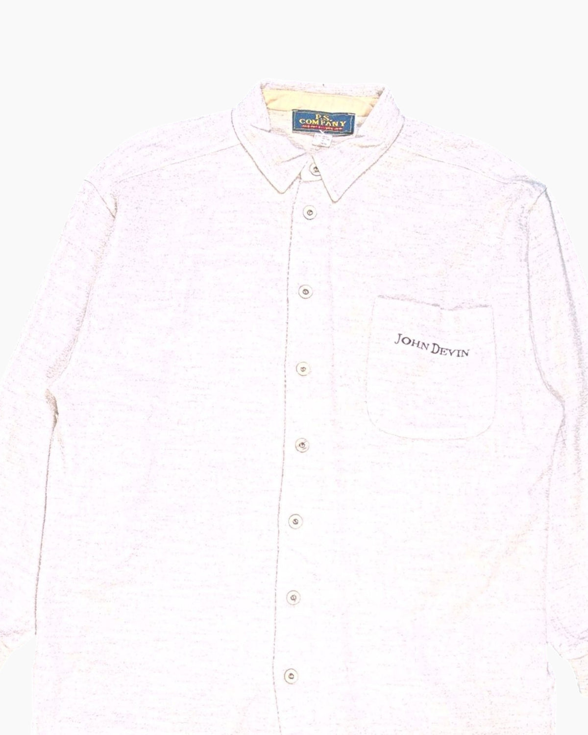 Front Detail 1 Vintage 80s/90s P.S. Company Button-Down Shirt – Cream with Back Graphic