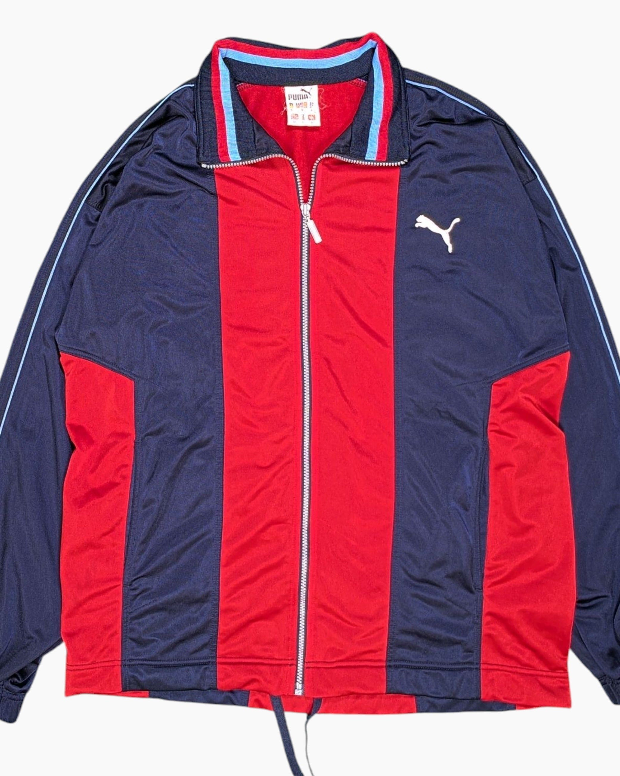 Front-detail-1 Vintage 80s PUMA Track Jacket – Red Navy Colorblock