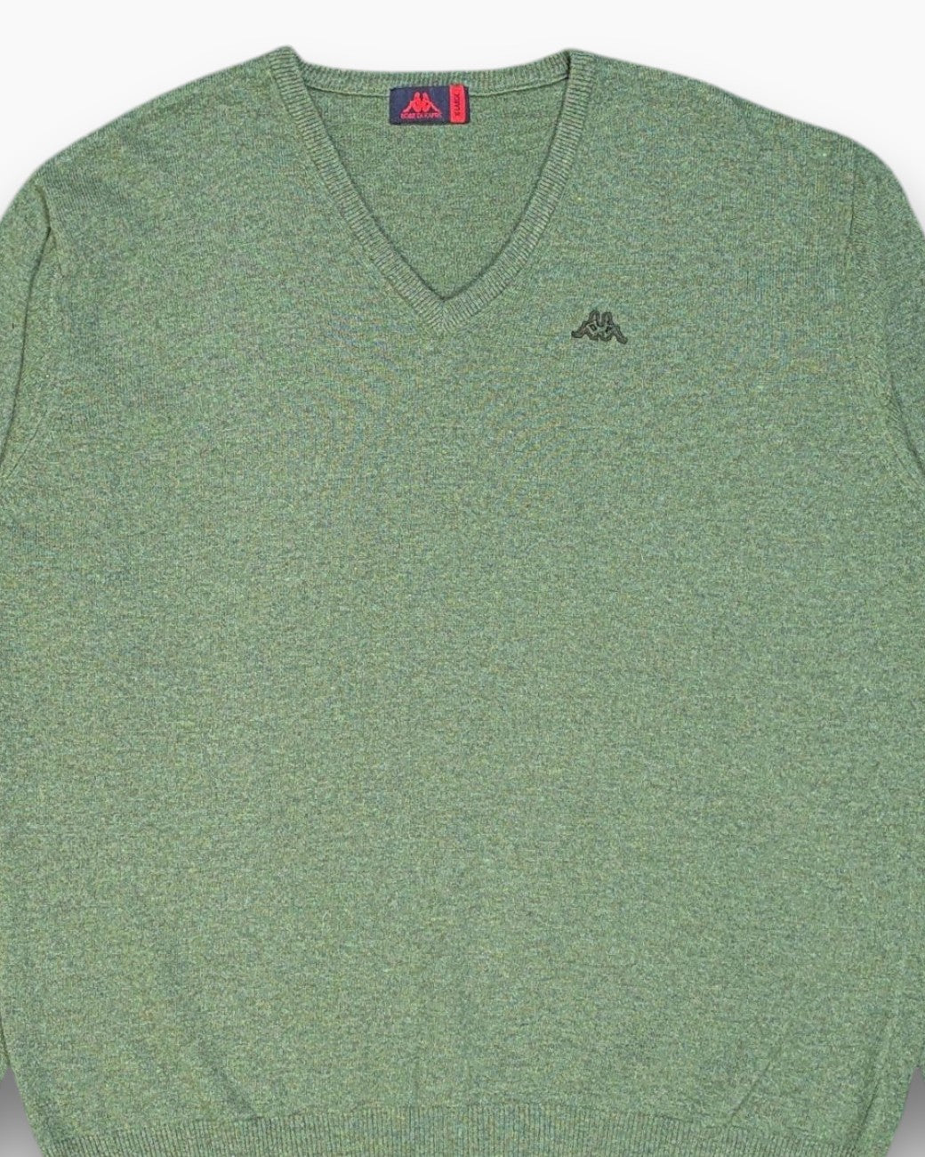 Front-detail-1 Pre-owned ROBE DI KAPPA Pullover Sweater – Green V‑neck (XL)