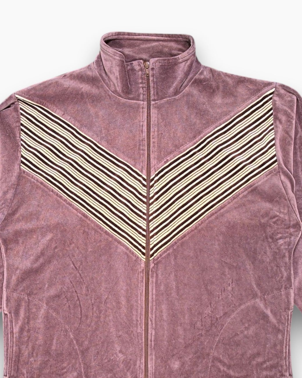 Front-detail-1 Vintage 90s/2000s Ryszard Kozak Zip-up Track Jacket – Pink Chevron Panel