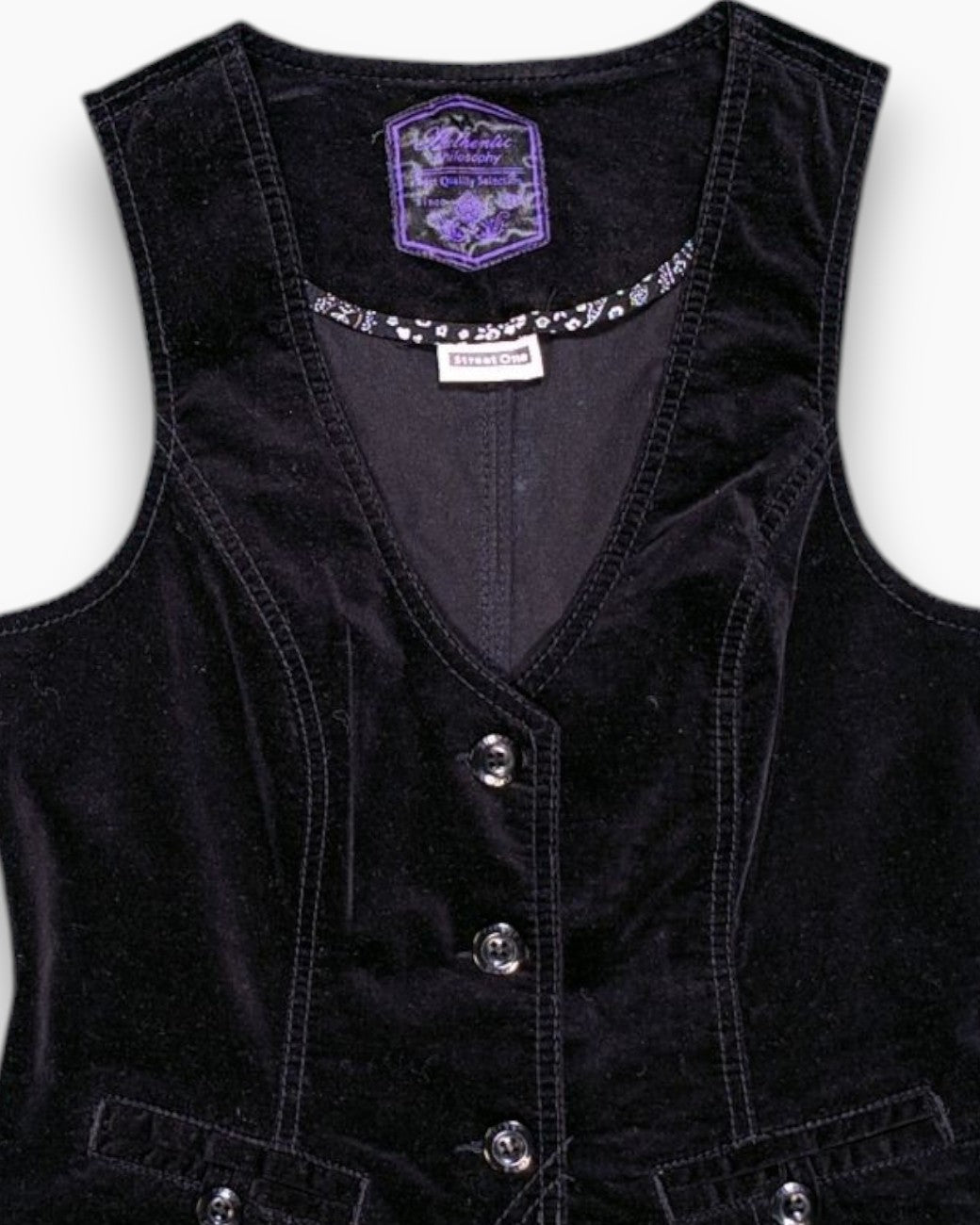 Front-detail-1 Pre-owned Street One Vest – Black Sleeveless V-neck