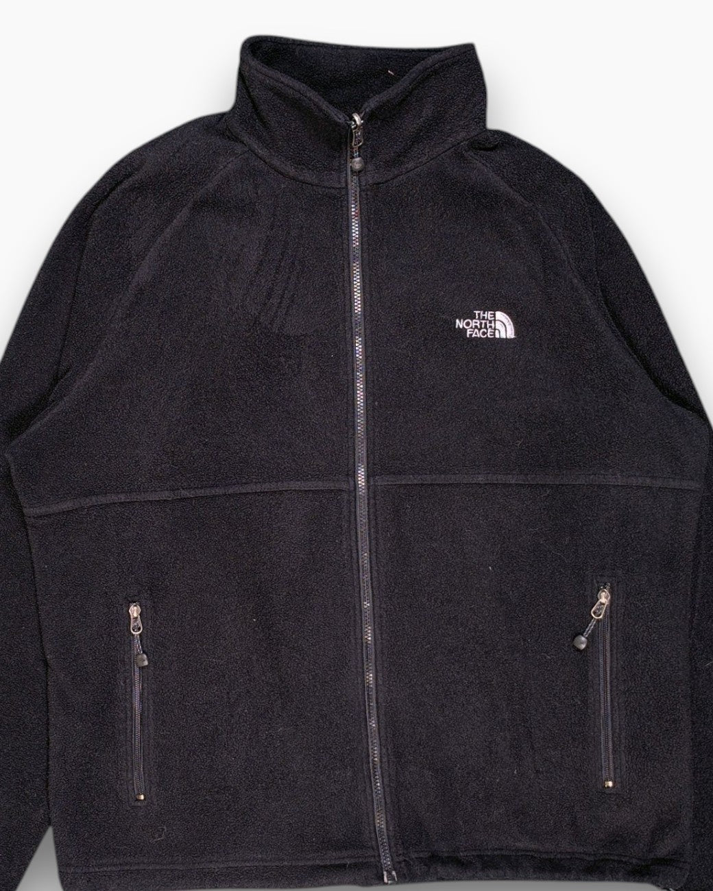 Front-detail-1 Vintage 2000s THE NORTH FACE Full-Zip Fleece Jacket – Black (Vintage 2000s)