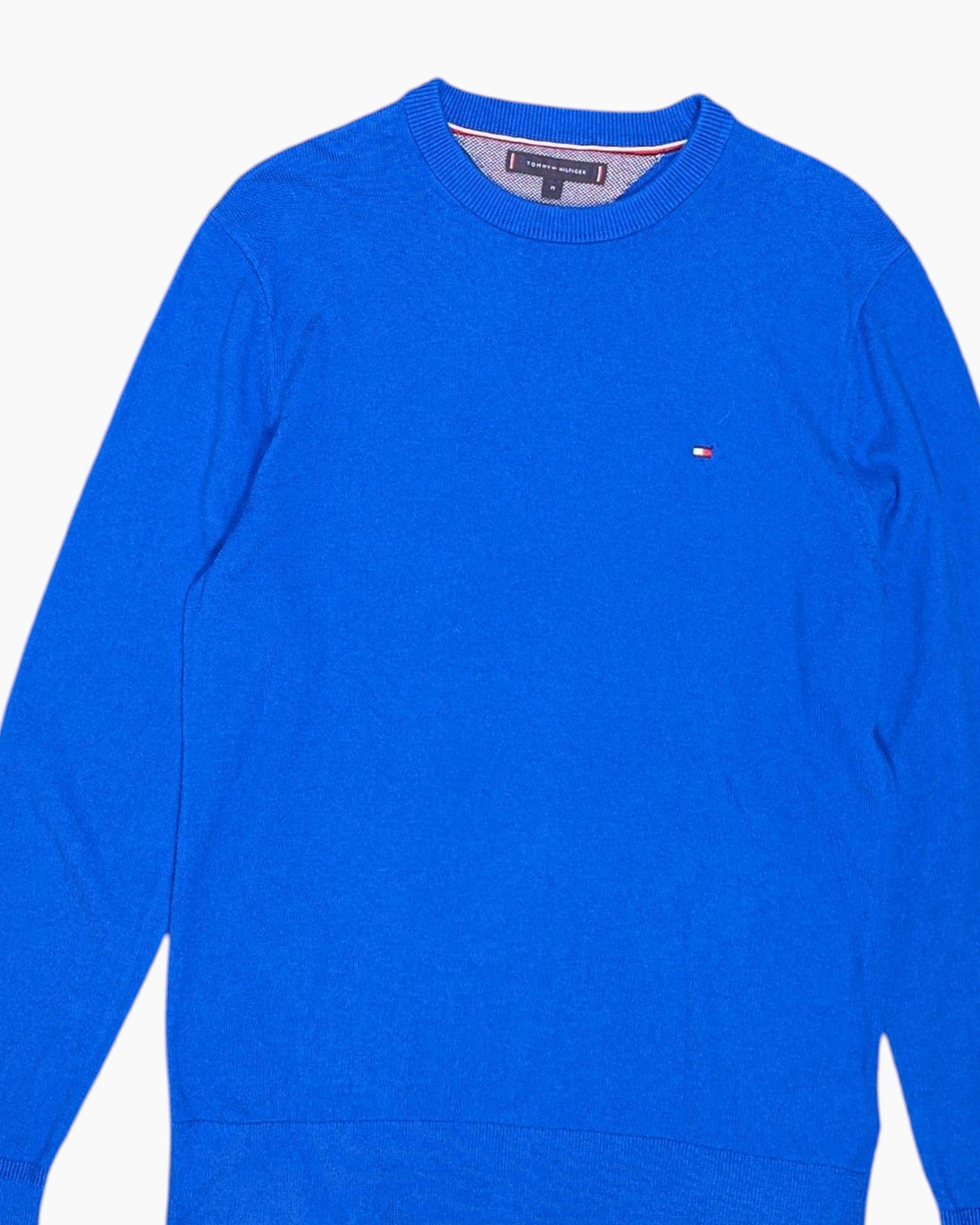 Front-detail-1 Pre-owned Tommy Hilfiger Pullover Sweater – Blue Crewneck