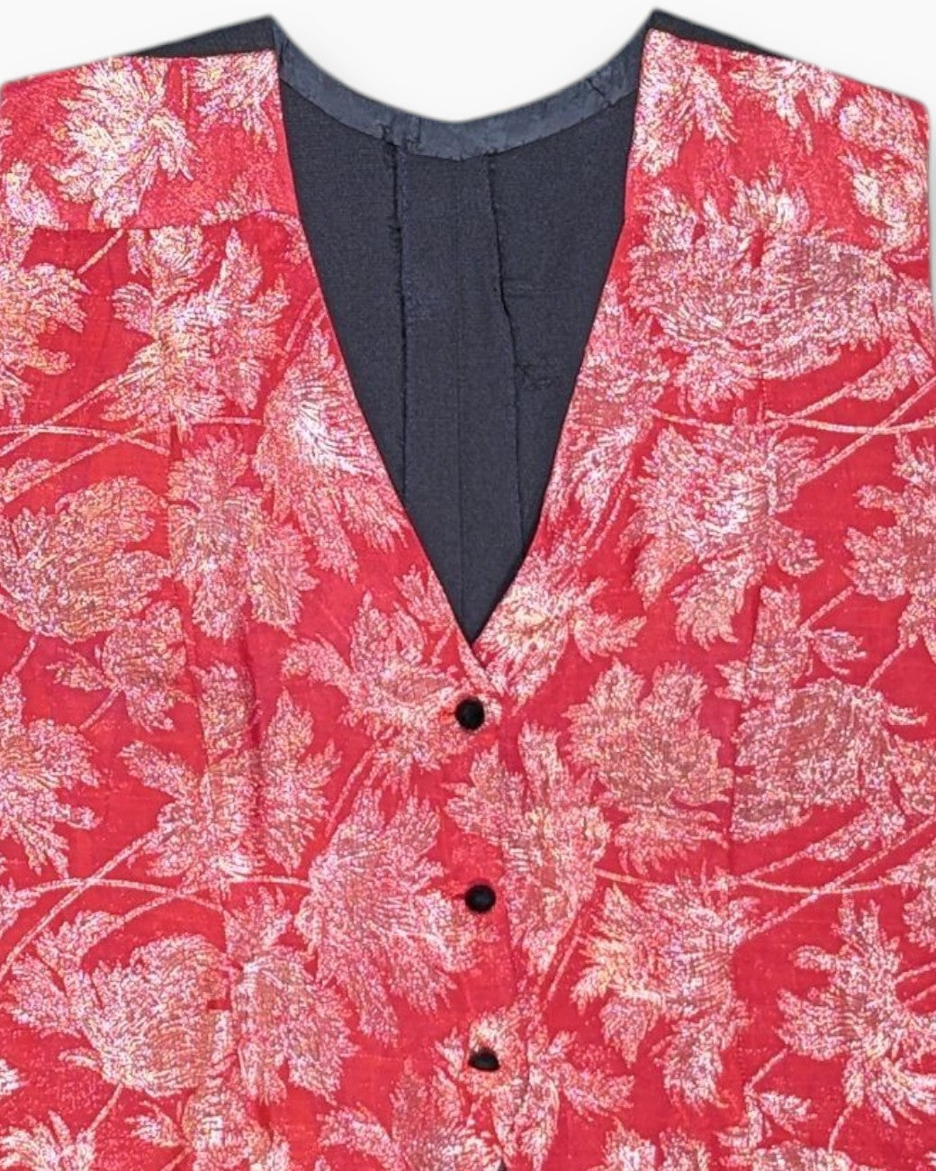 Front-detail-1 Pre-owned Unknown Vest – Red Cropped Corset-Style